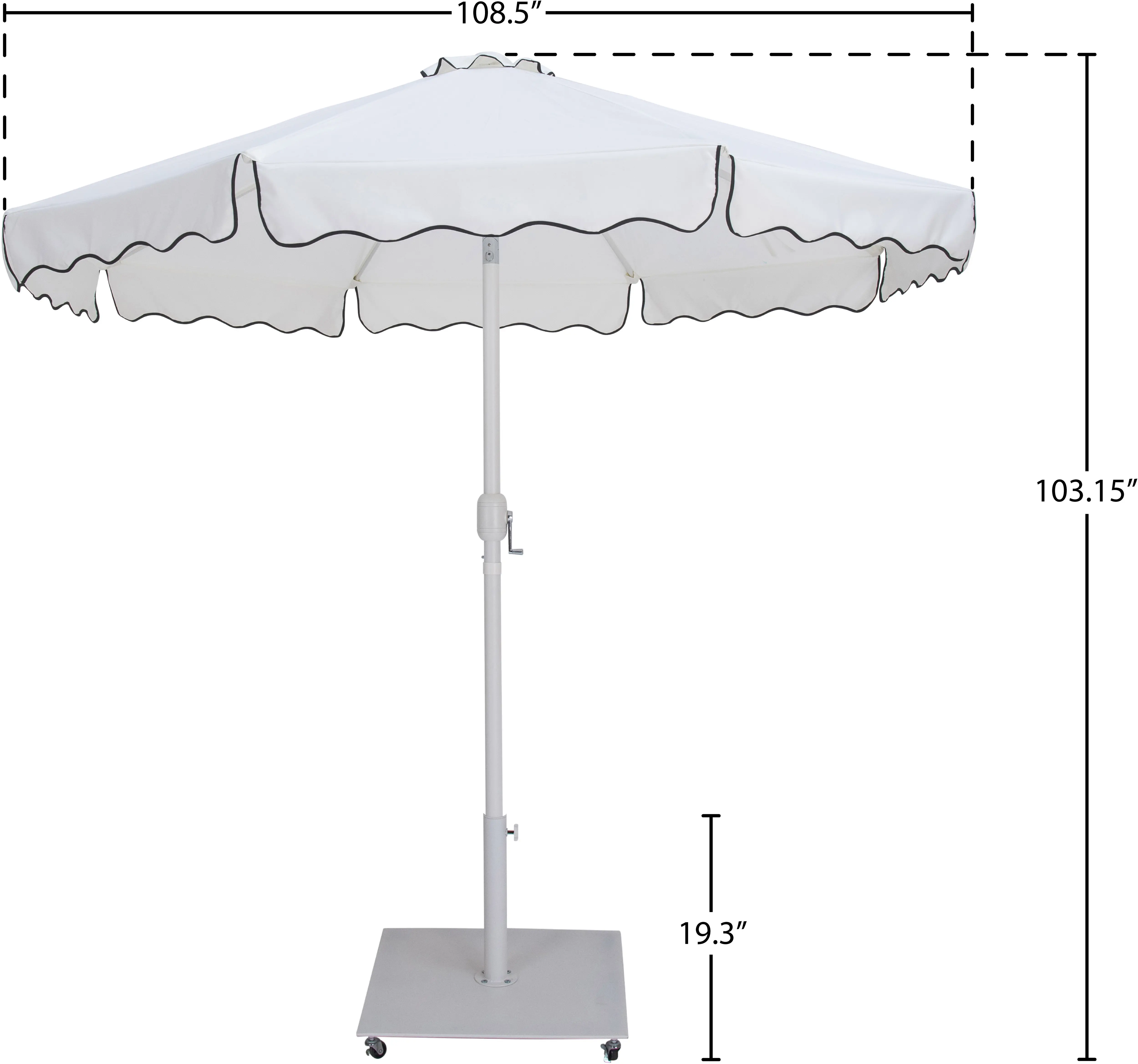 Amalfi White Patio Umbrella with White Aluminum Base Set-13