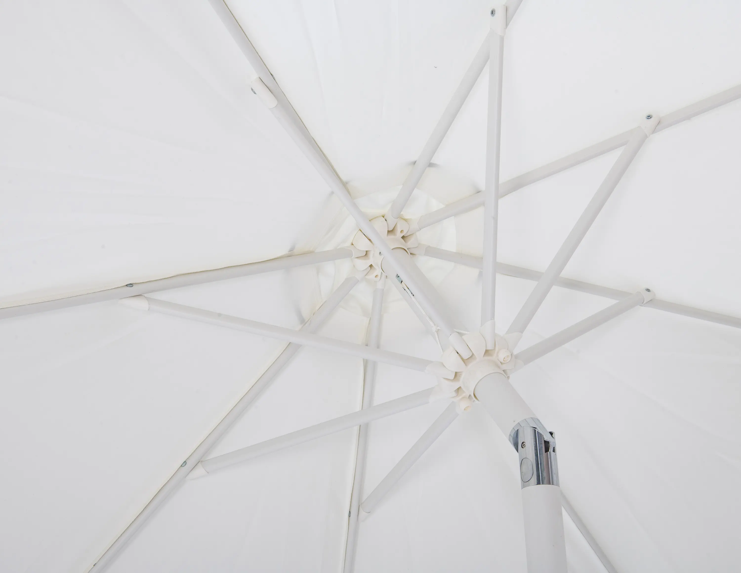 Amalfi White Patio Umbrella with White Aluminum Base Set-6