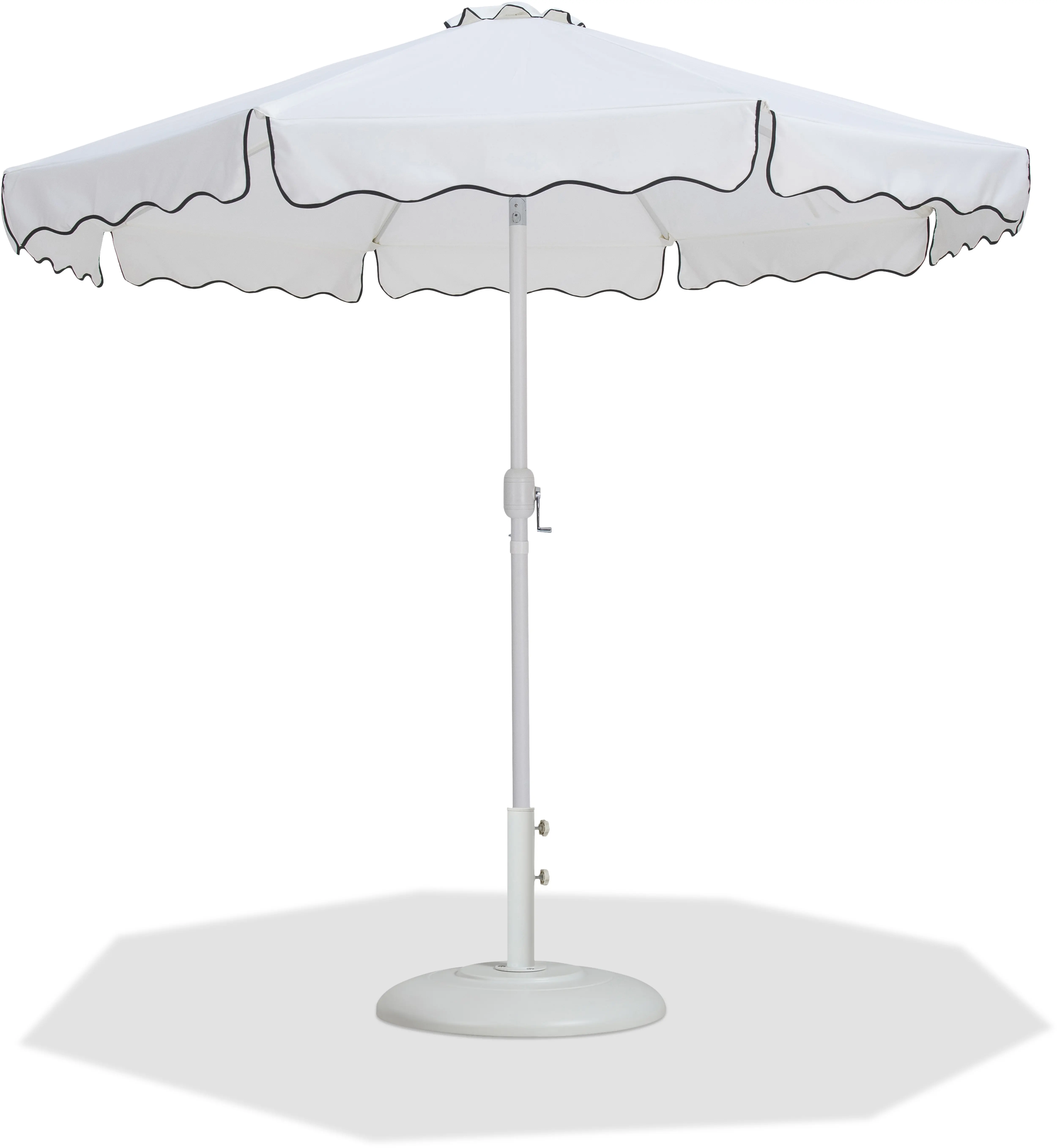 Amalfi White Patio Umbrella with White Aluminum Base Set-1