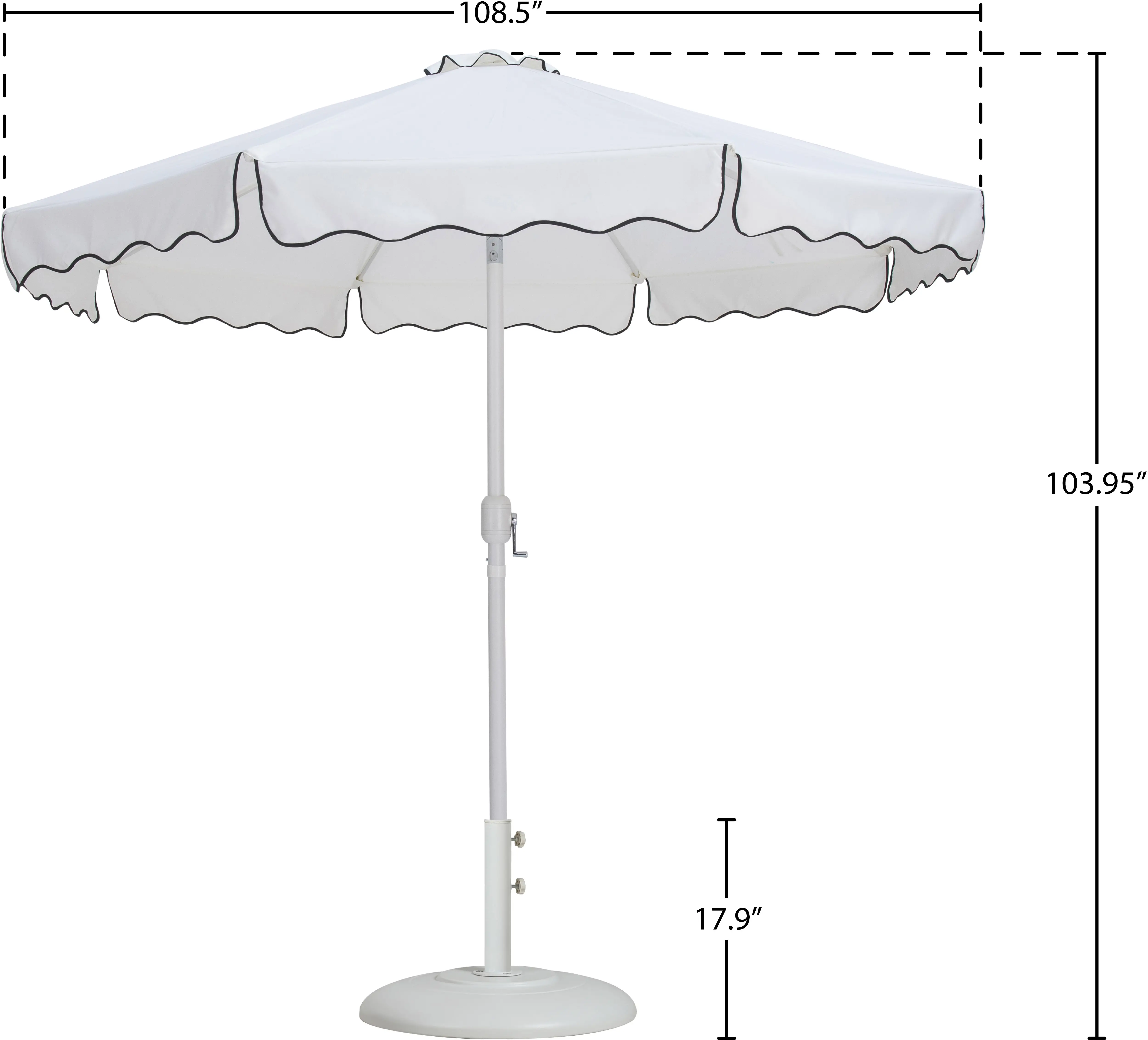 Amalfi White Patio Umbrella with White Aluminum Base Set-15