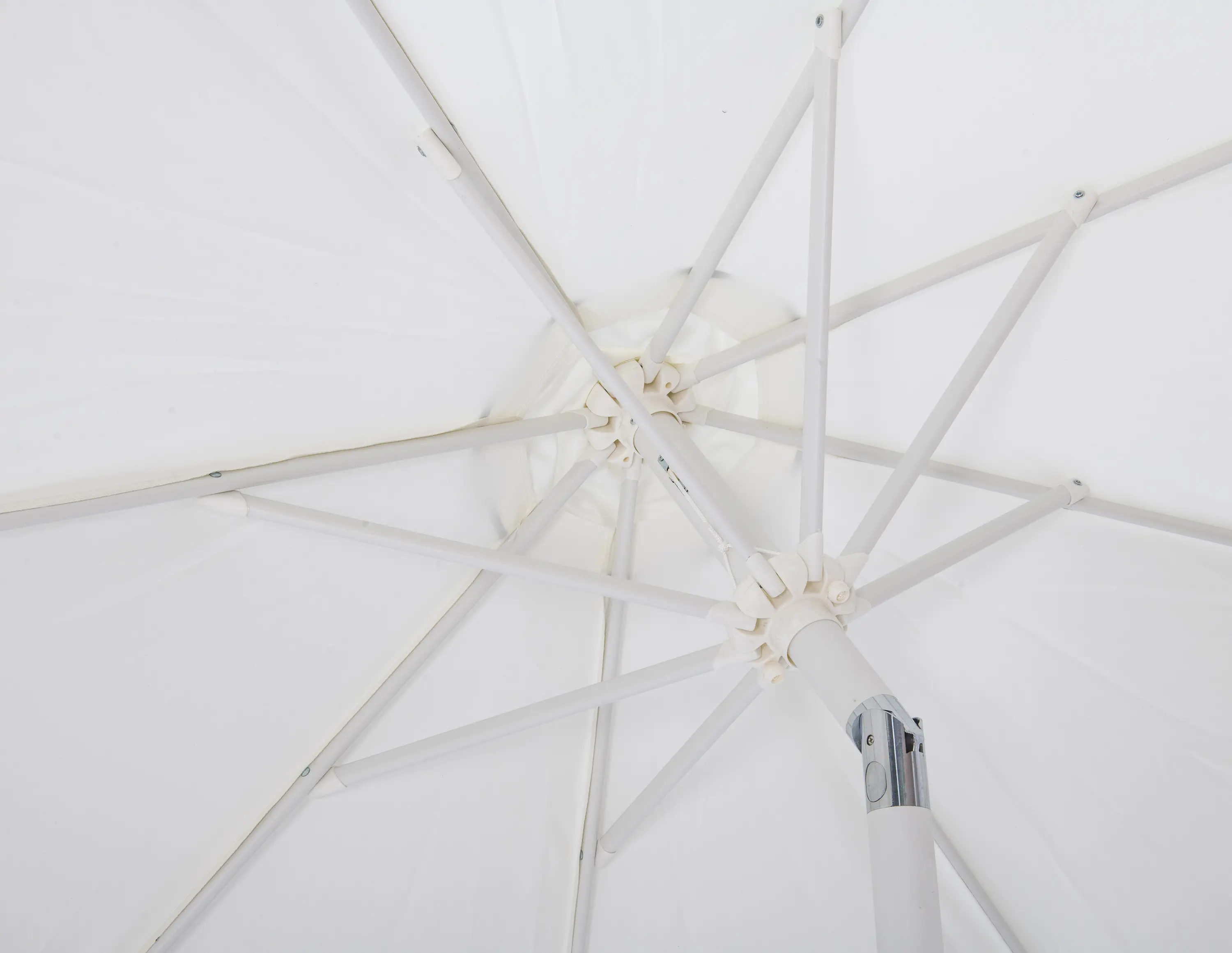 Amalfi White Patio Umbrella with White Aluminum Base Set-6