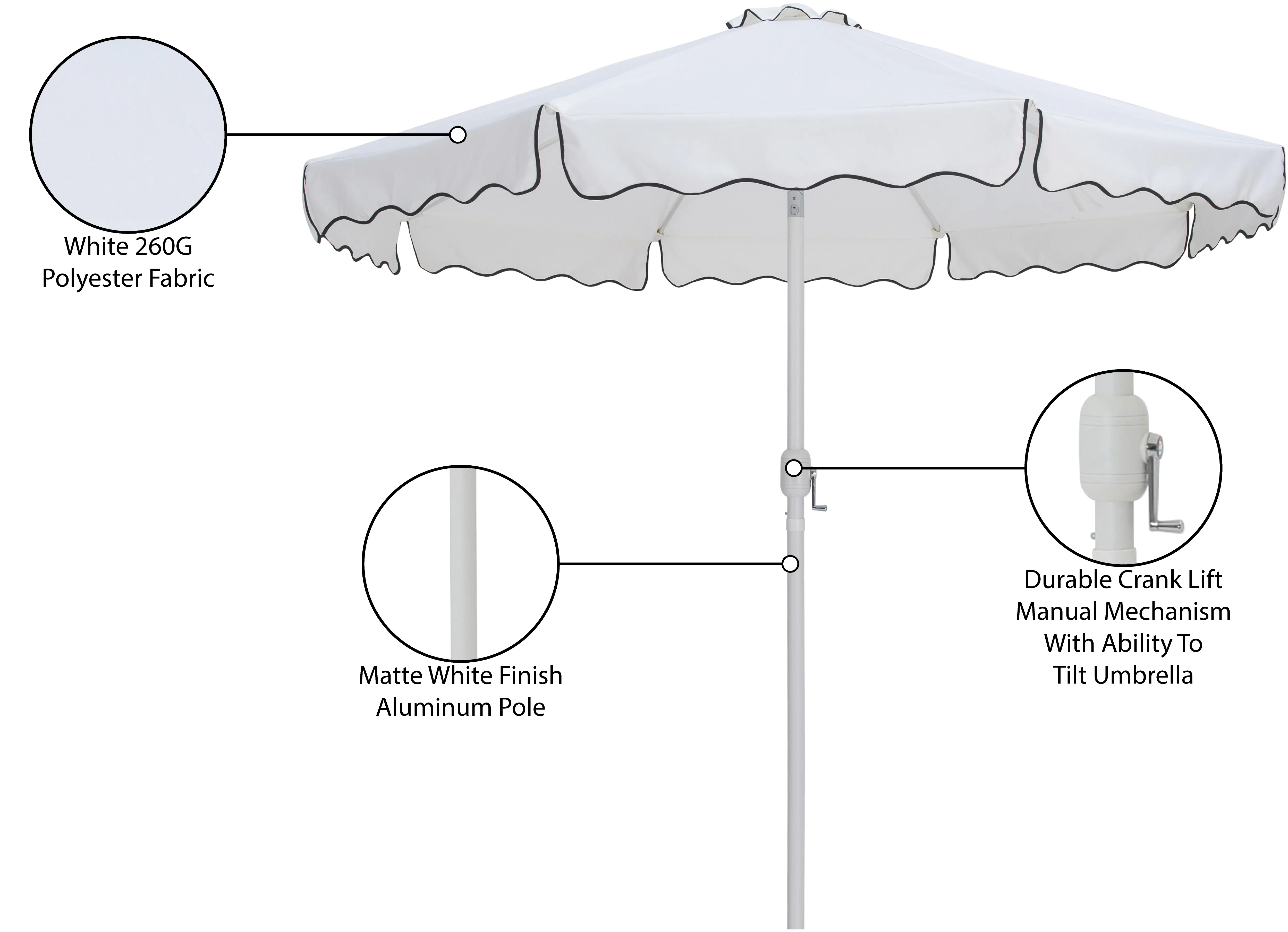 Amalfi White Patio Umbrella-10