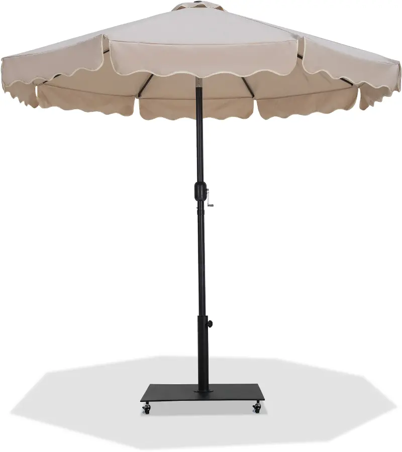 Amalfi Beige Patio Umbrella with Black Aluminum Base Set