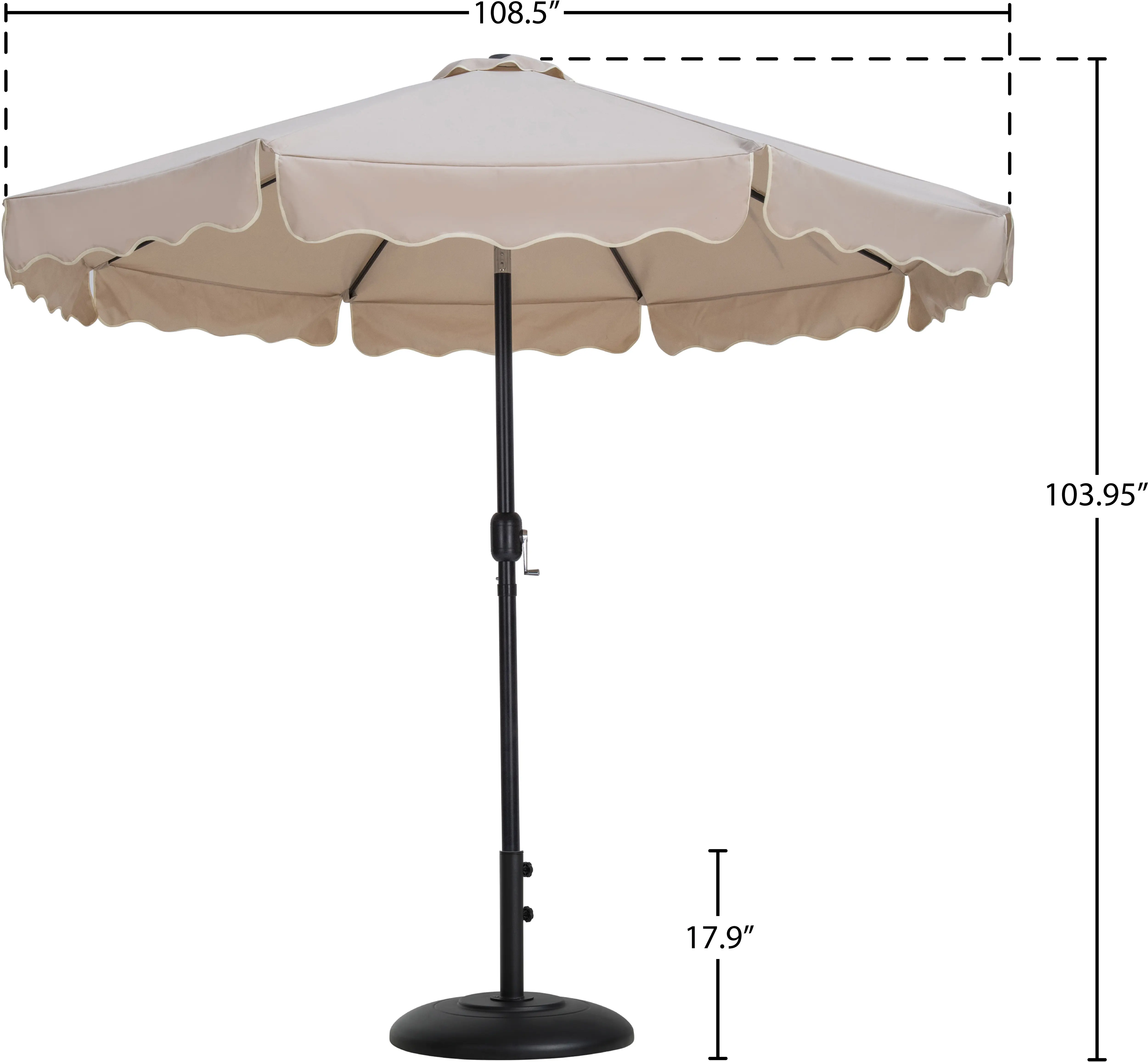 Amalfi Beige Patio Umbrella with Black Aluminum Base Set-14