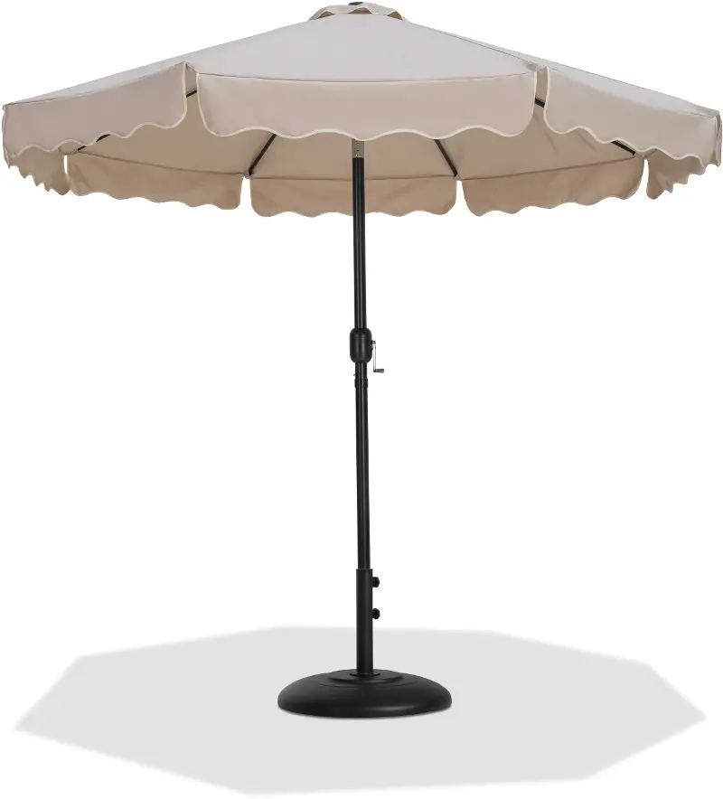 Amalfi Beige Patio Umbrella with Black Aluminum Base Set