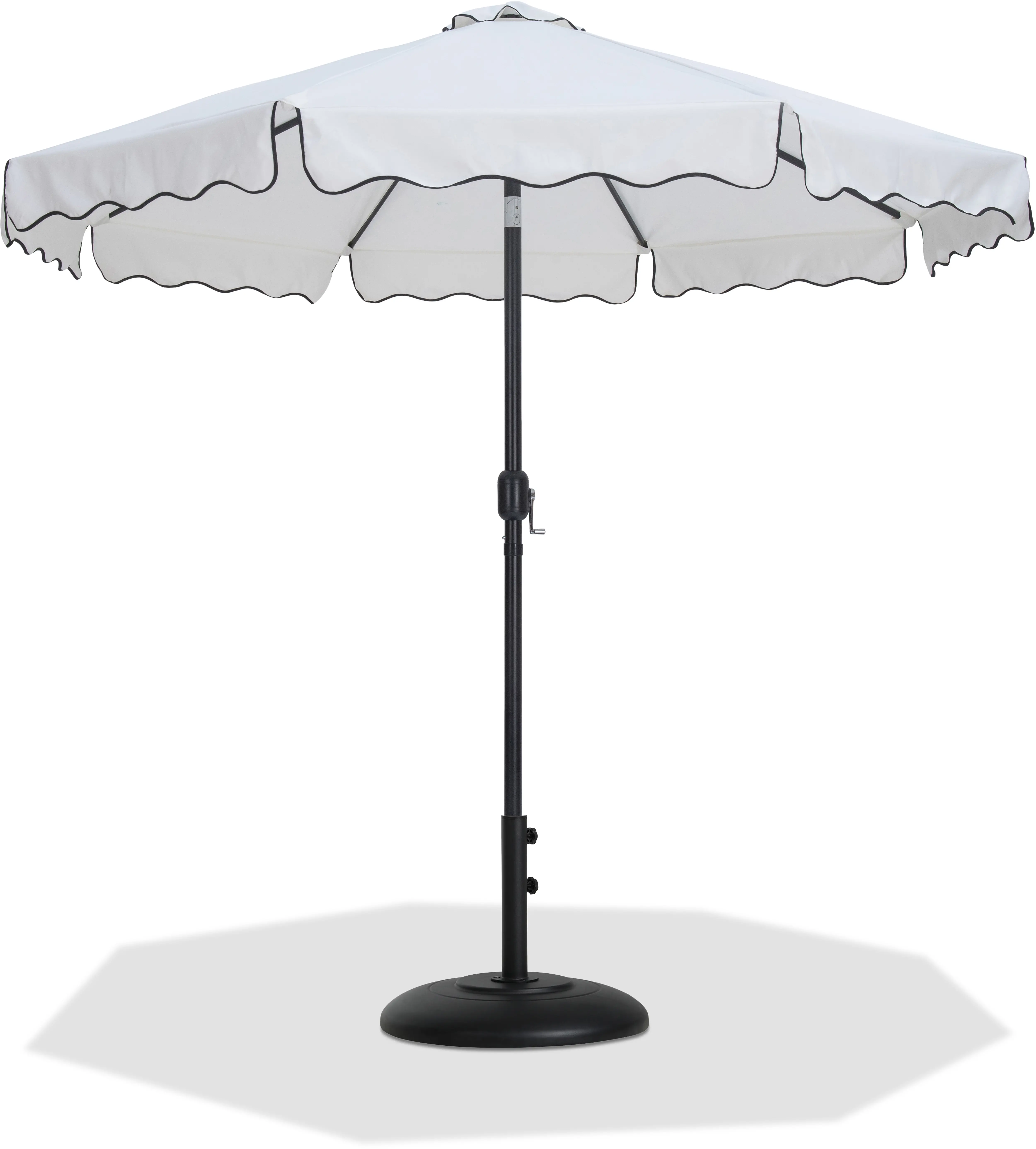 Amalfi White Patio Umbrella with Black Aluminum Base Set-1
