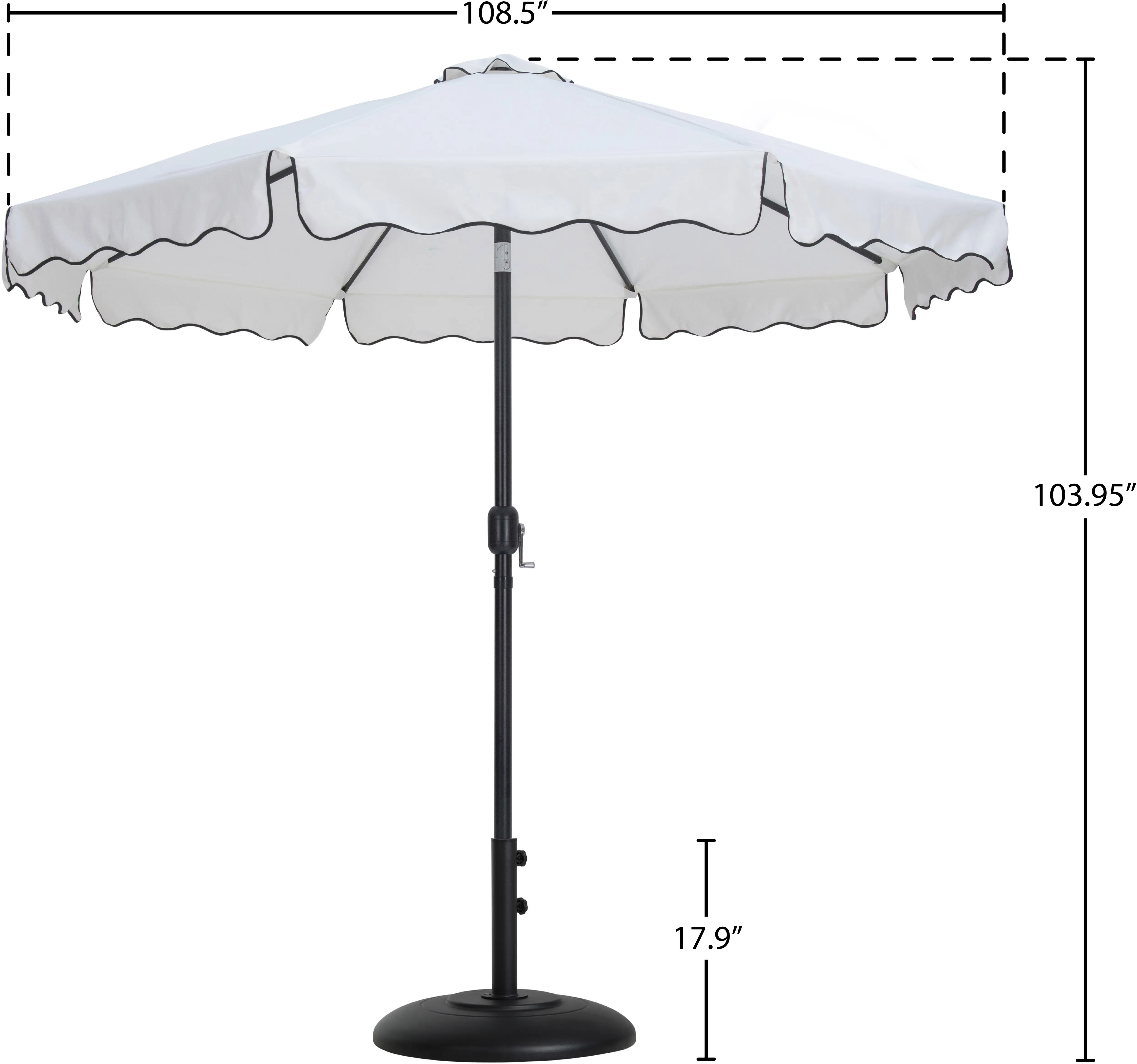 Amalfi White Patio Umbrella with Black Aluminum Base Set-15