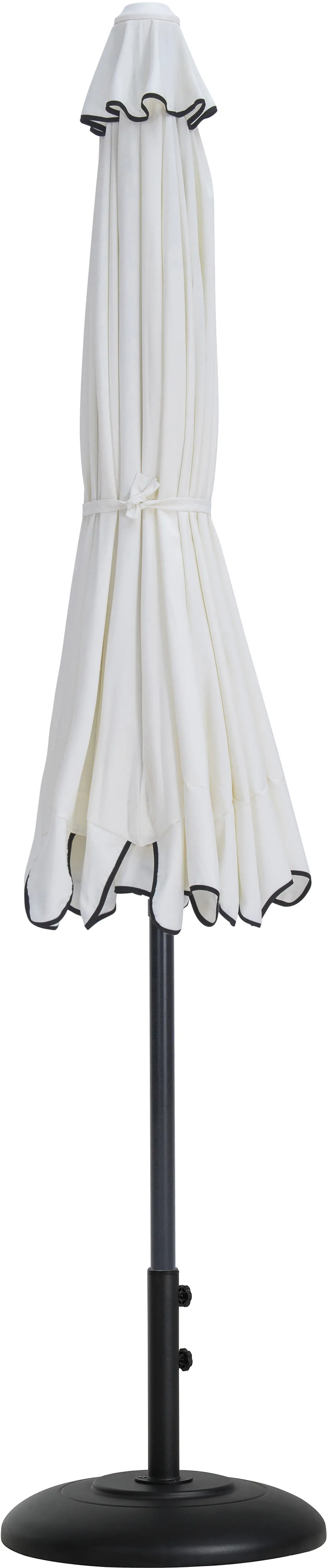 Amalfi White Patio Umbrella with Black Aluminum Base Set-3