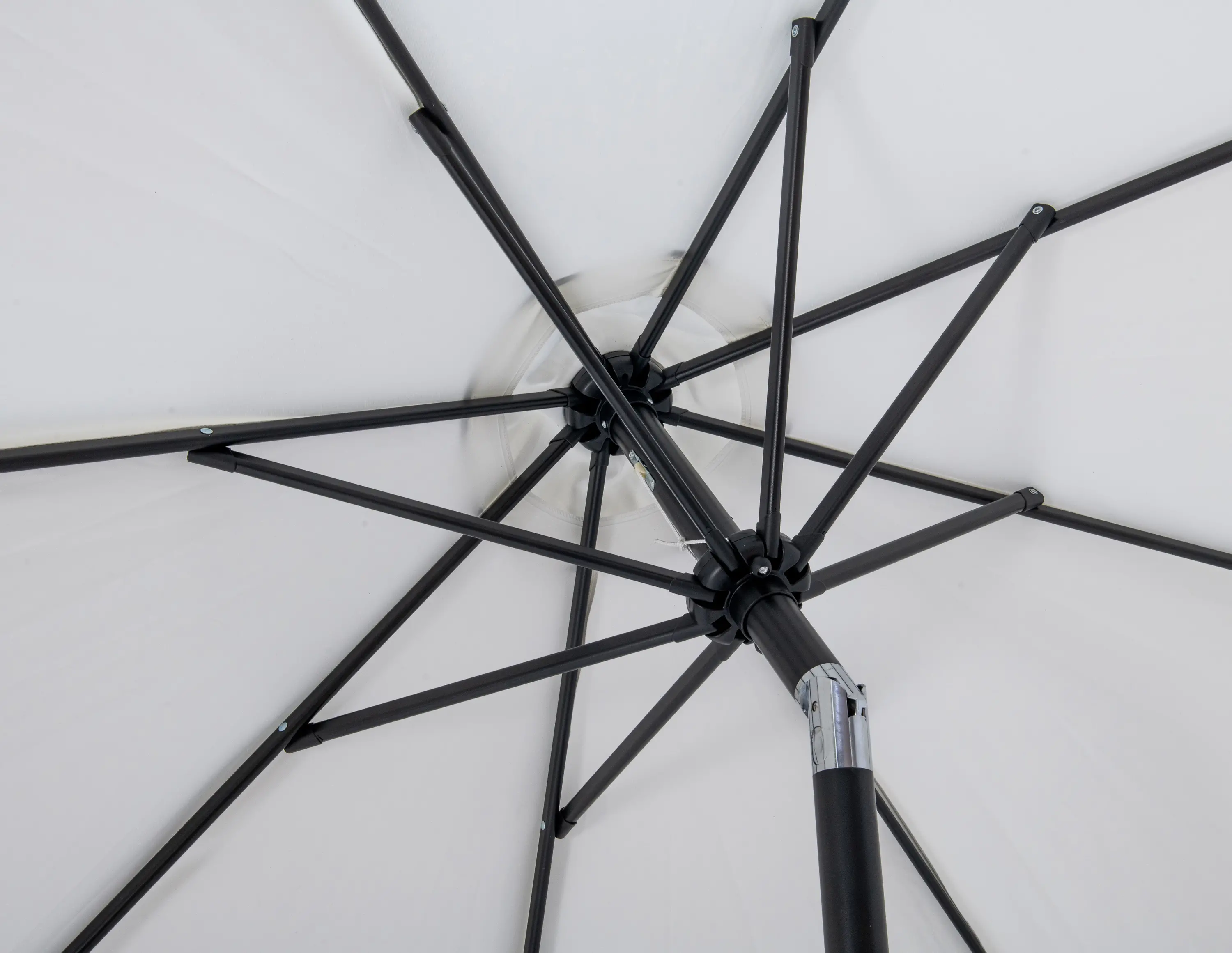 Amalfi White Patio Umbrella with Black Aluminum Base Set-6