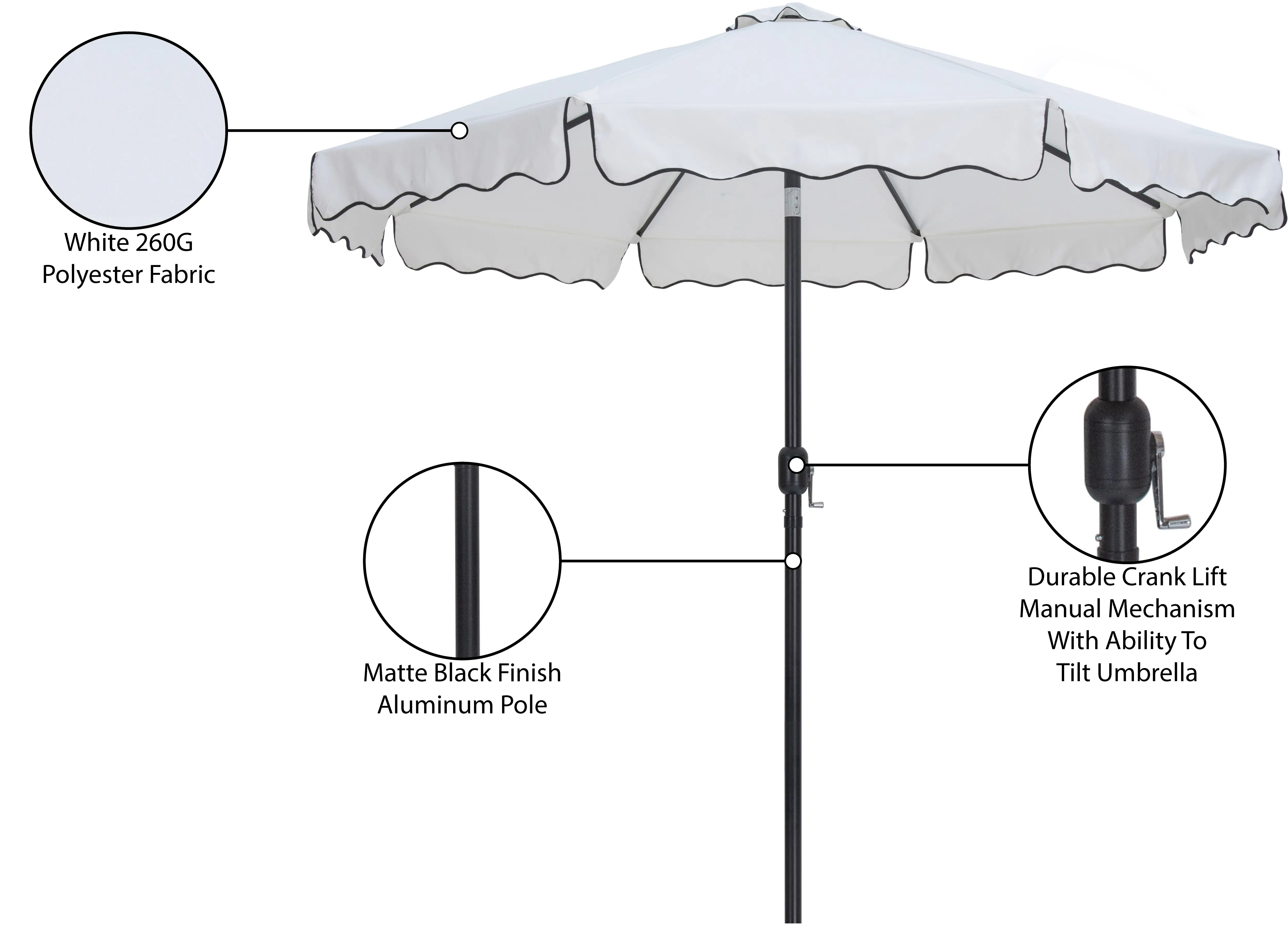 Amalfi White Patio Umbrella-10