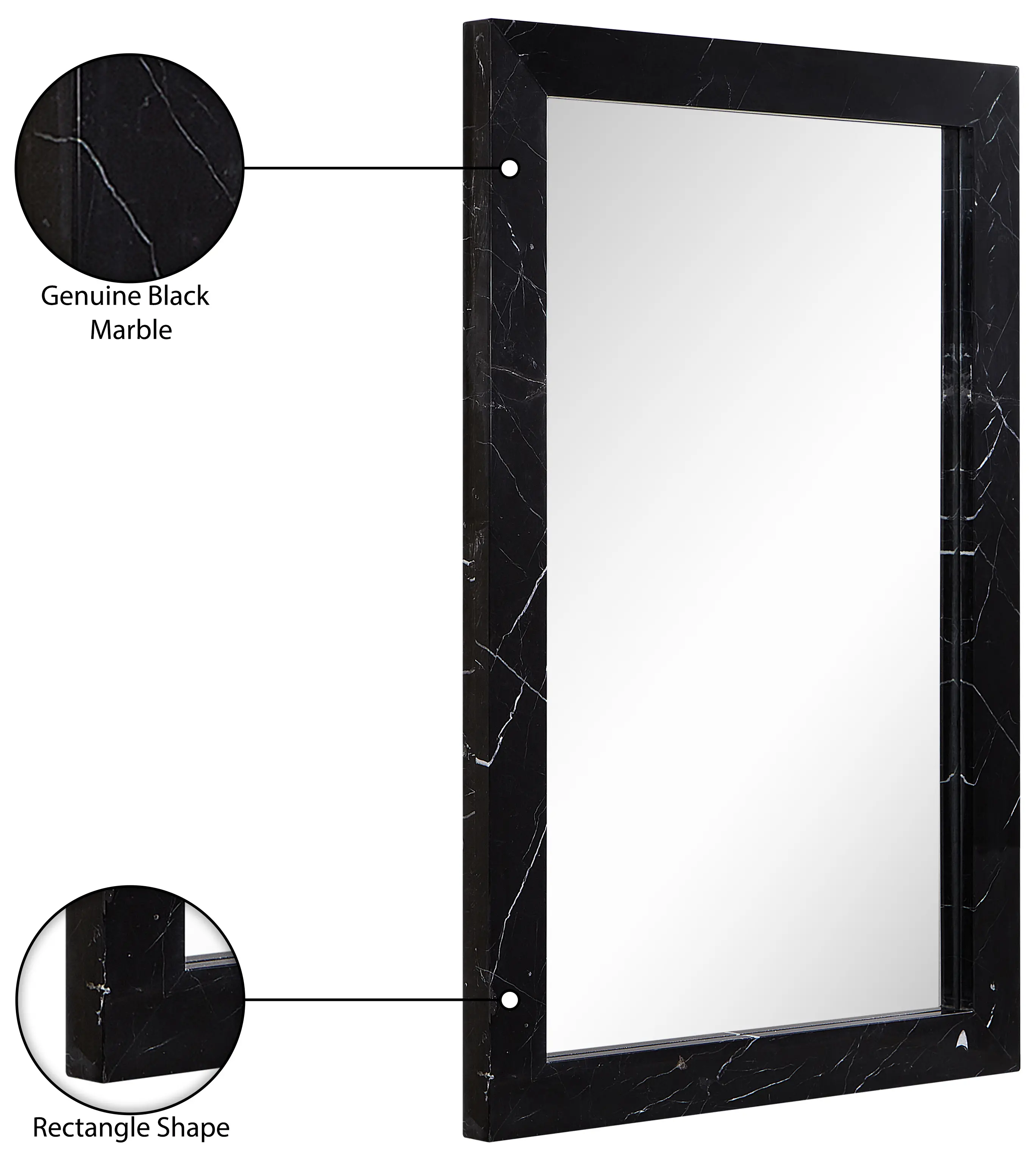 Pavia Black Genuine Marble Mirror-7