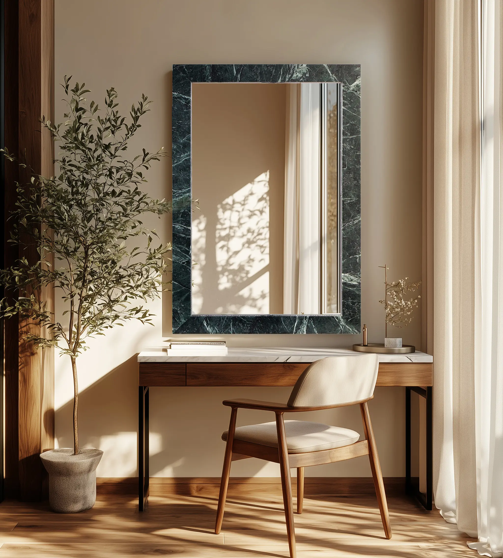 Pavia Green Genuine Marble Mirror-2