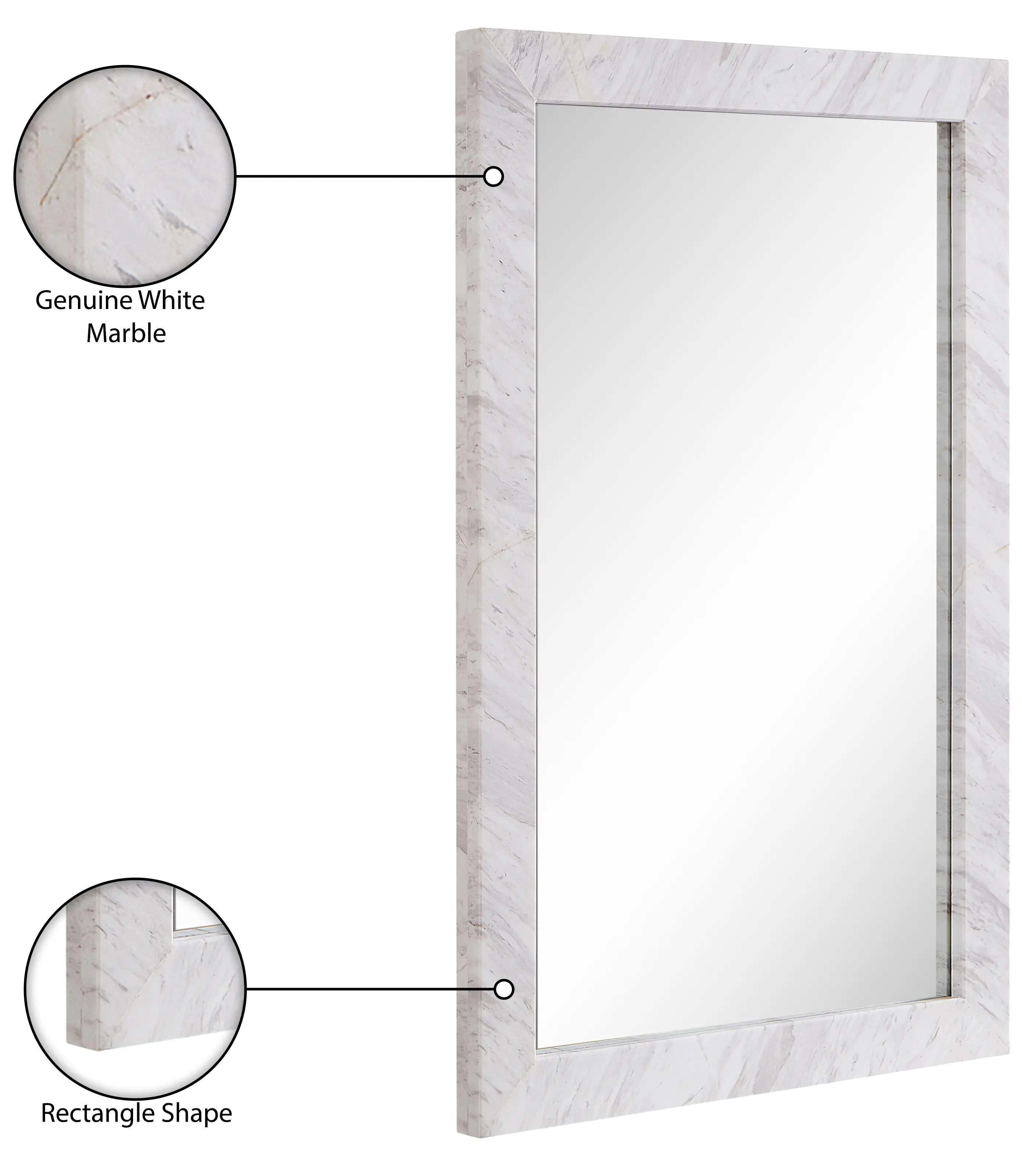Pavia White Genuine Marble Mirror-7