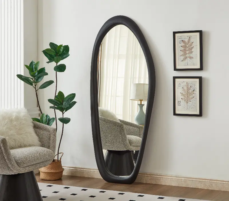 Holland Black Polyresin Frame Floor Mirror