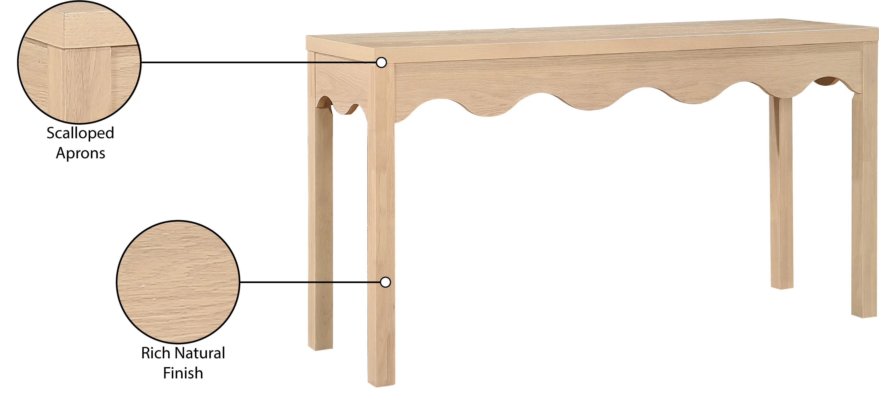 Fiora Natural Scalloped Console Table-6