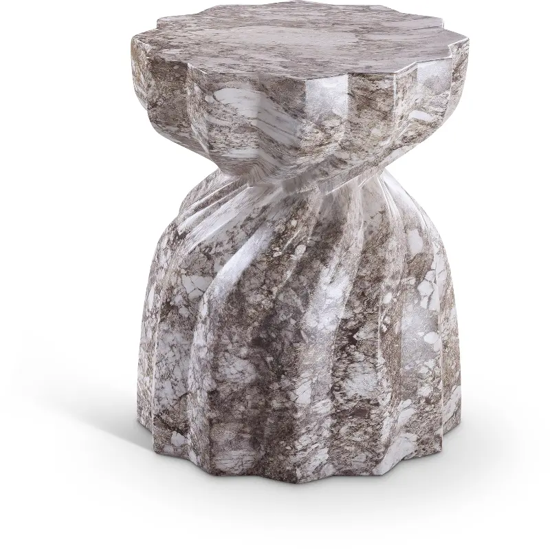 Caserta Brown Marble and Concrete Indoor/Outdoor End Table