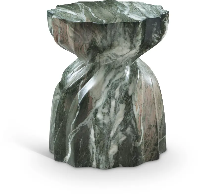 Caserta Green Marble and Concrete Indoor/Outdoor End Table
