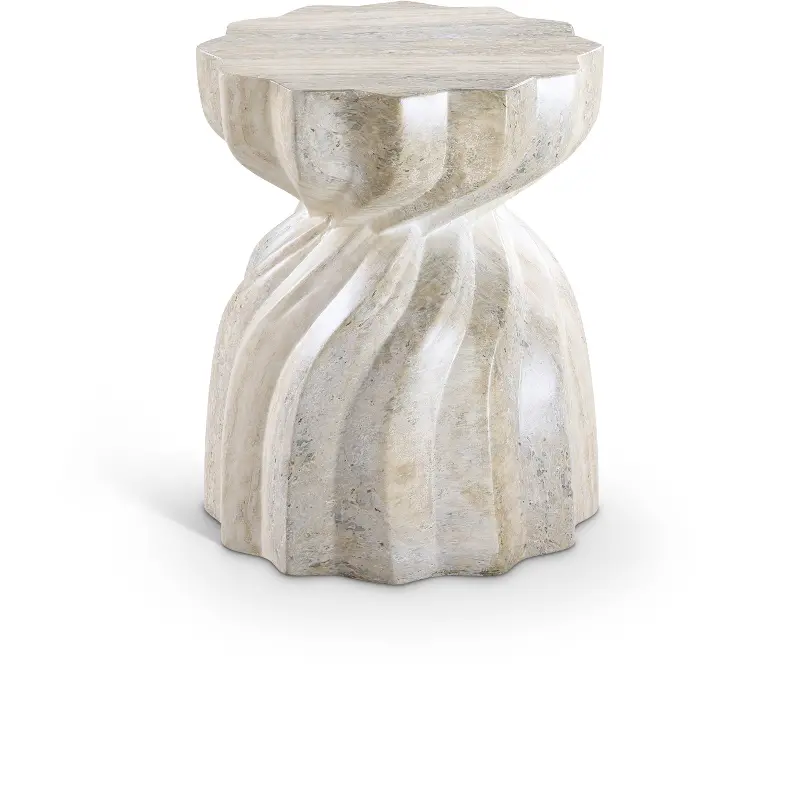 Caserta Natural Travertine and Concrete Indoor/Outdoor End Table