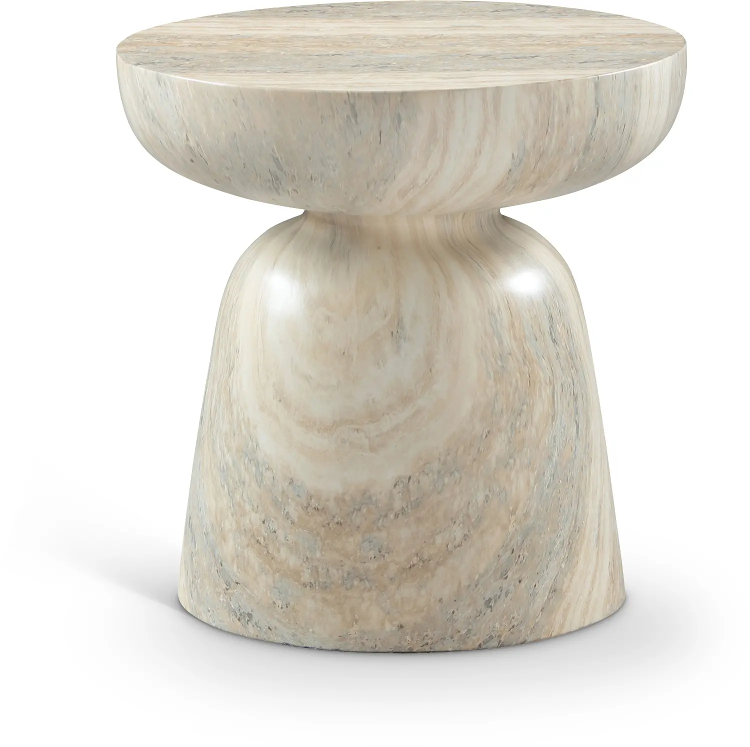 Avellino Natural Travertine and Concrete Indoor/Outdoor End Table-1