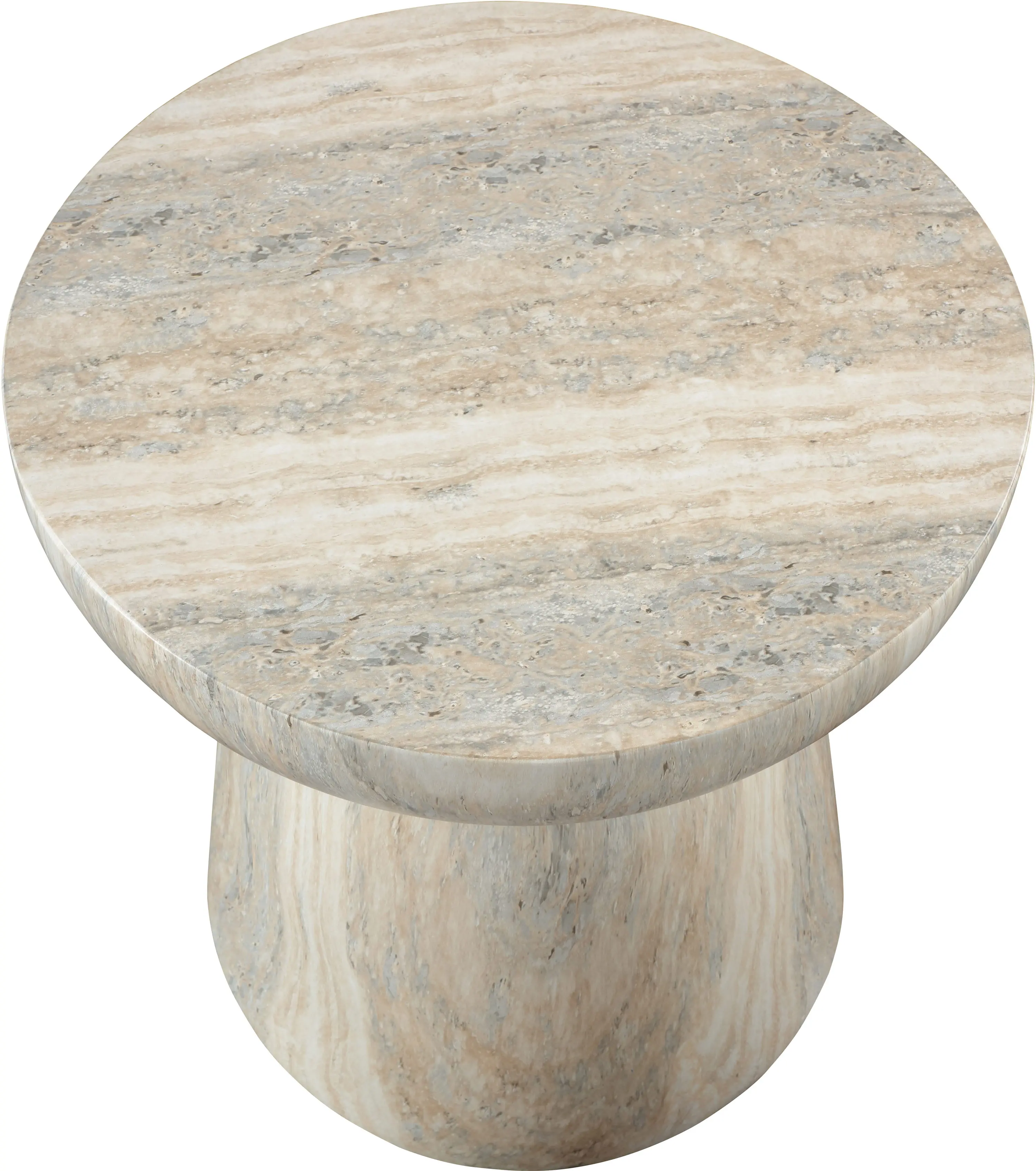 Avellino Natural Travertine and Concrete Indoor/Outdoor End Table-5
