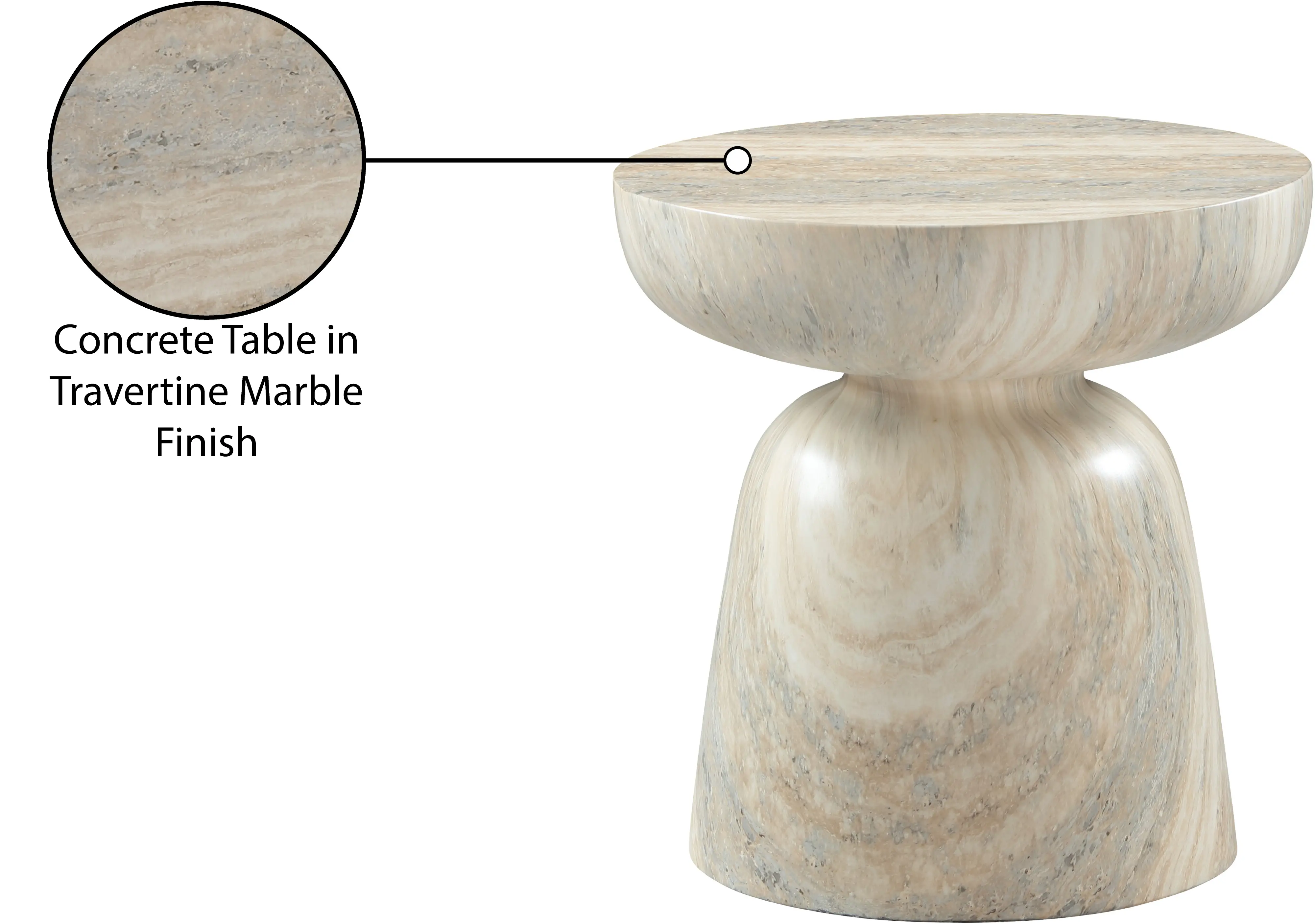 Avellino Natural Travertine and Concrete Indoor/Outdoor End Table-6