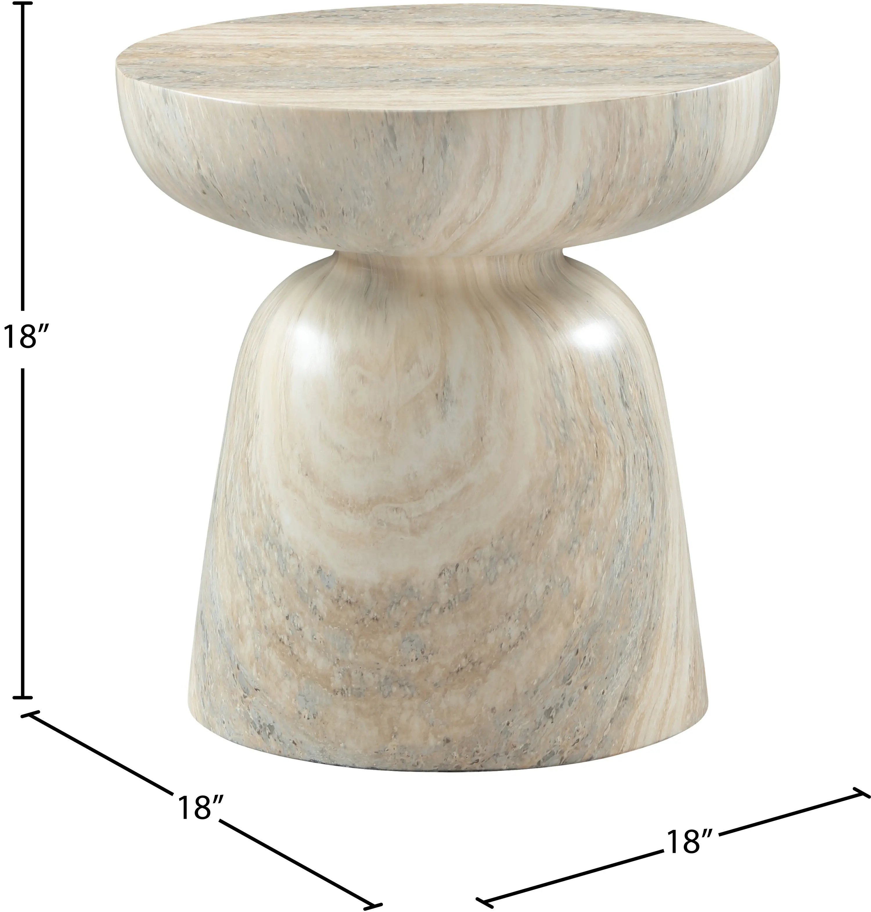 Avellino Natural Travertine and Concrete Indoor/Outdoor End Table-7