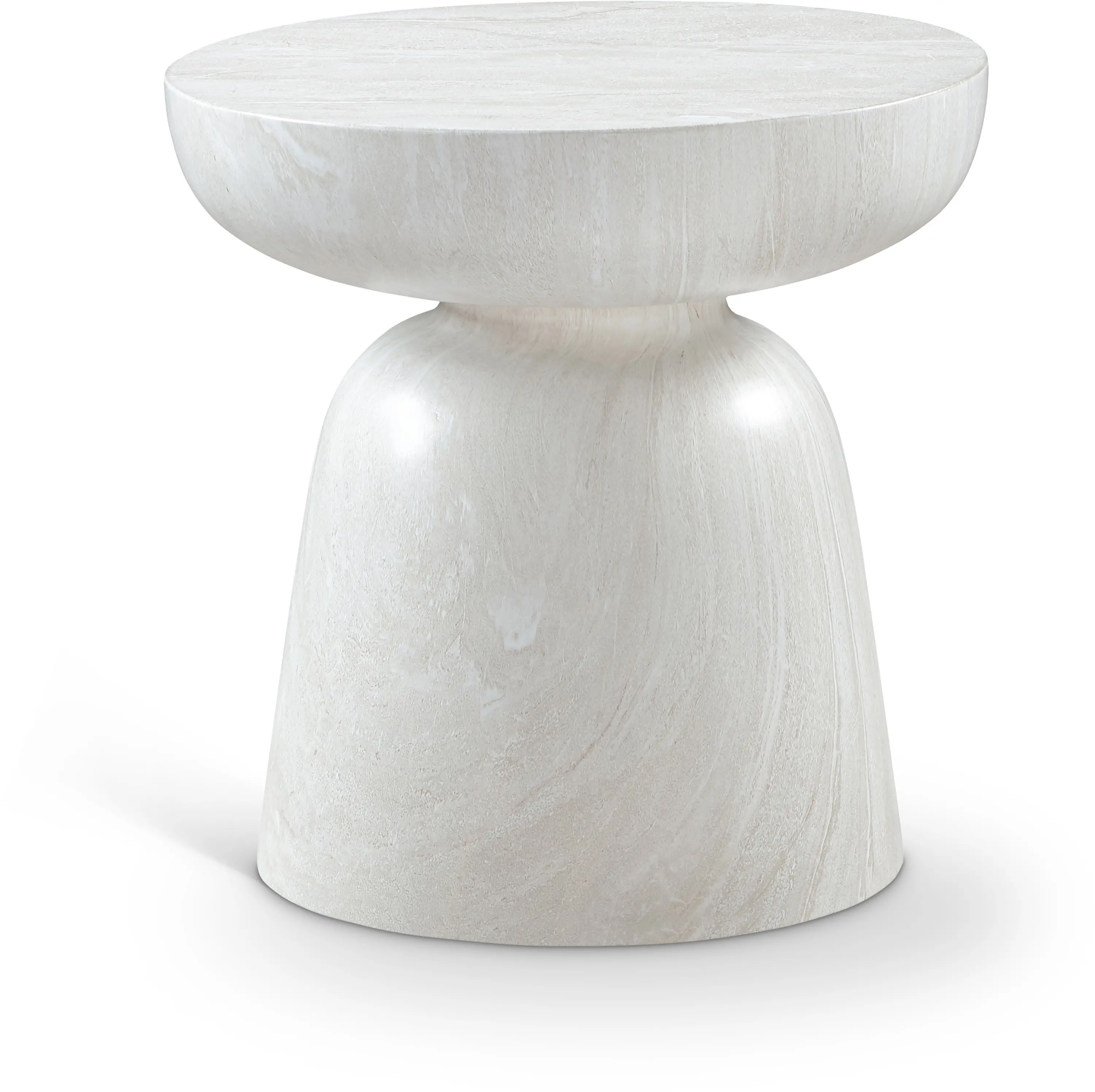 Avellino White Marble and Concrete Indoor/Outdoor End Table-1