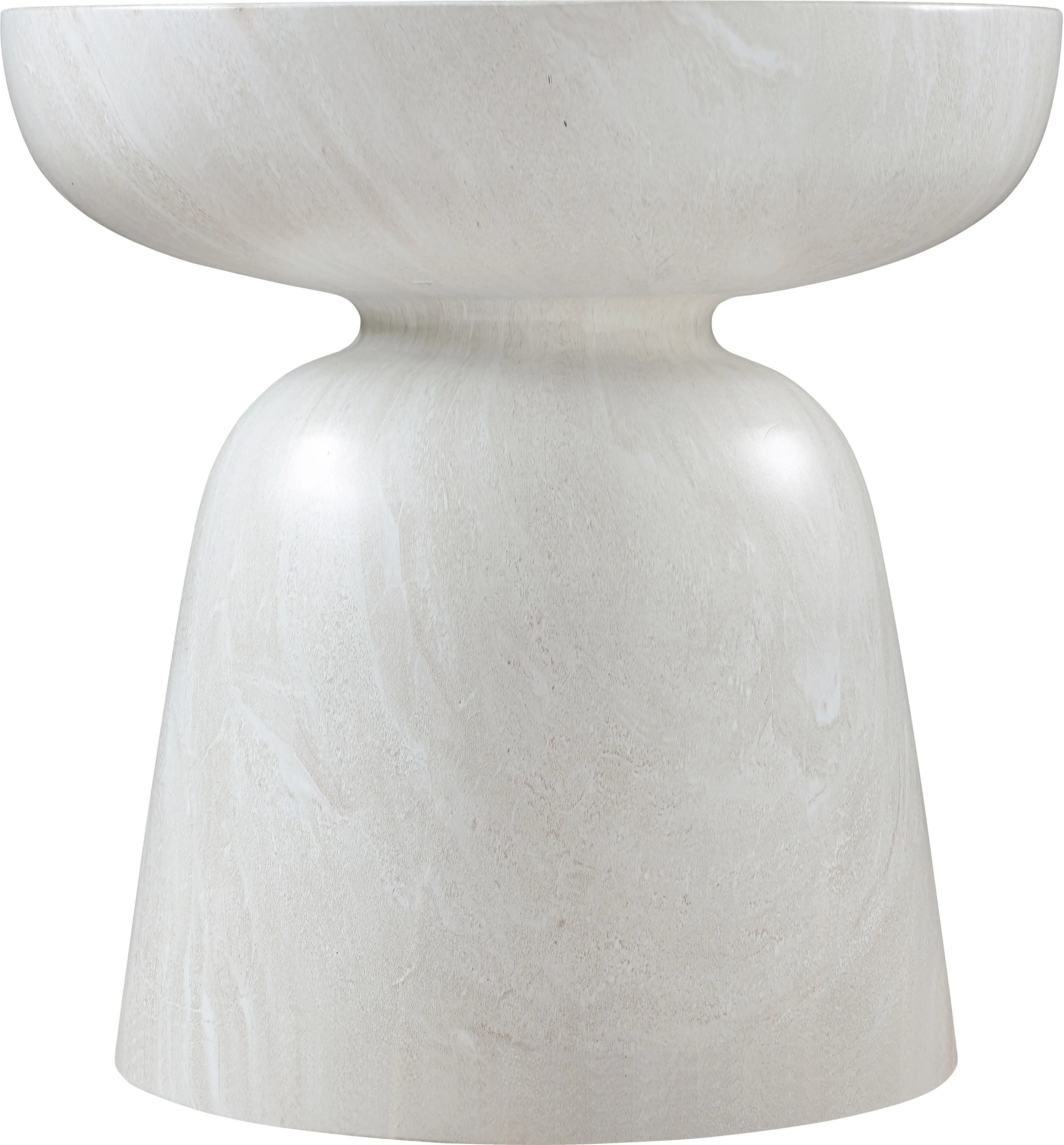 Avellino White Marble and Concrete Indoor/Outdoor End Table-4