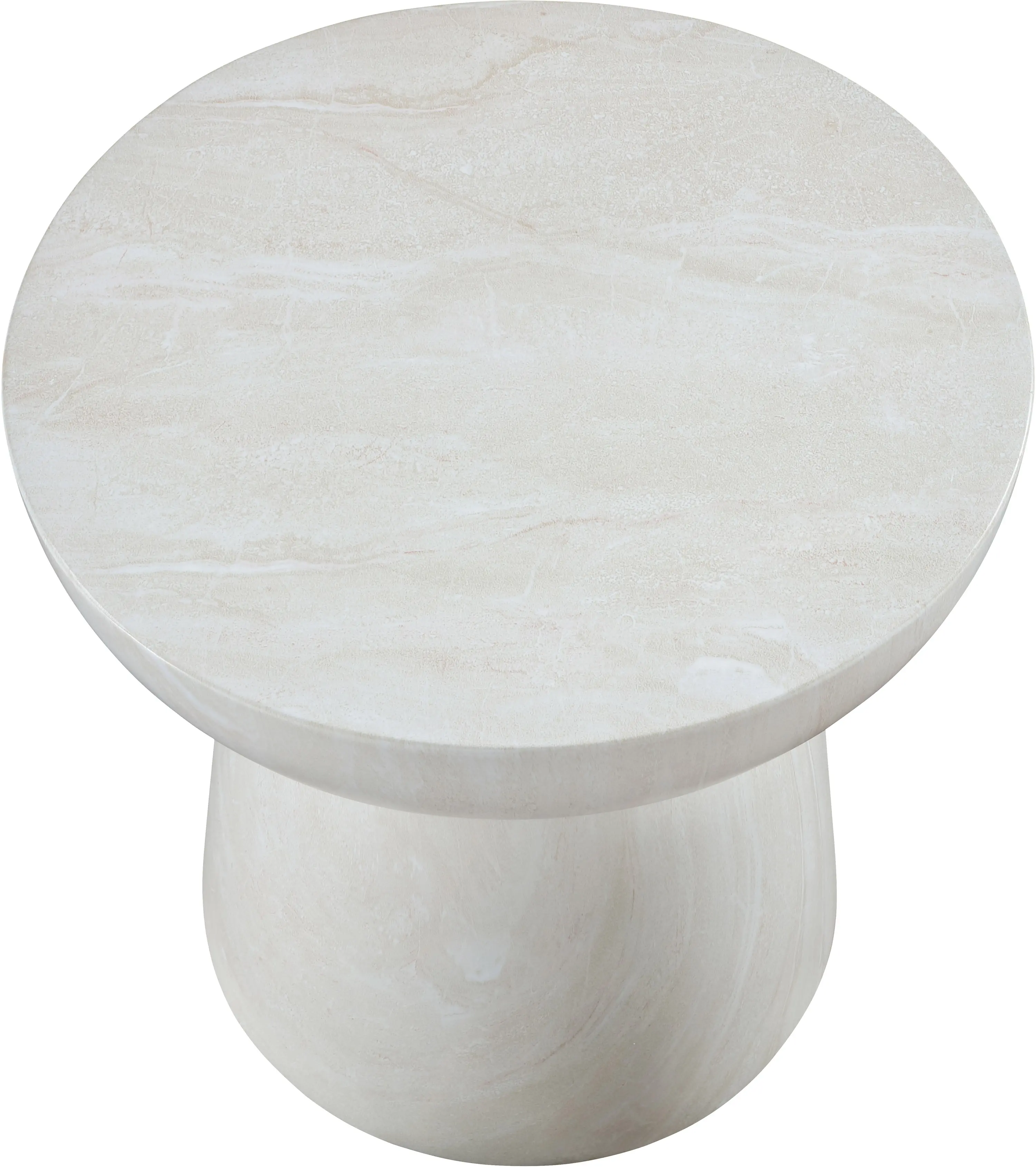 Avellino White Marble and Concrete Indoor/Outdoor End Table-5