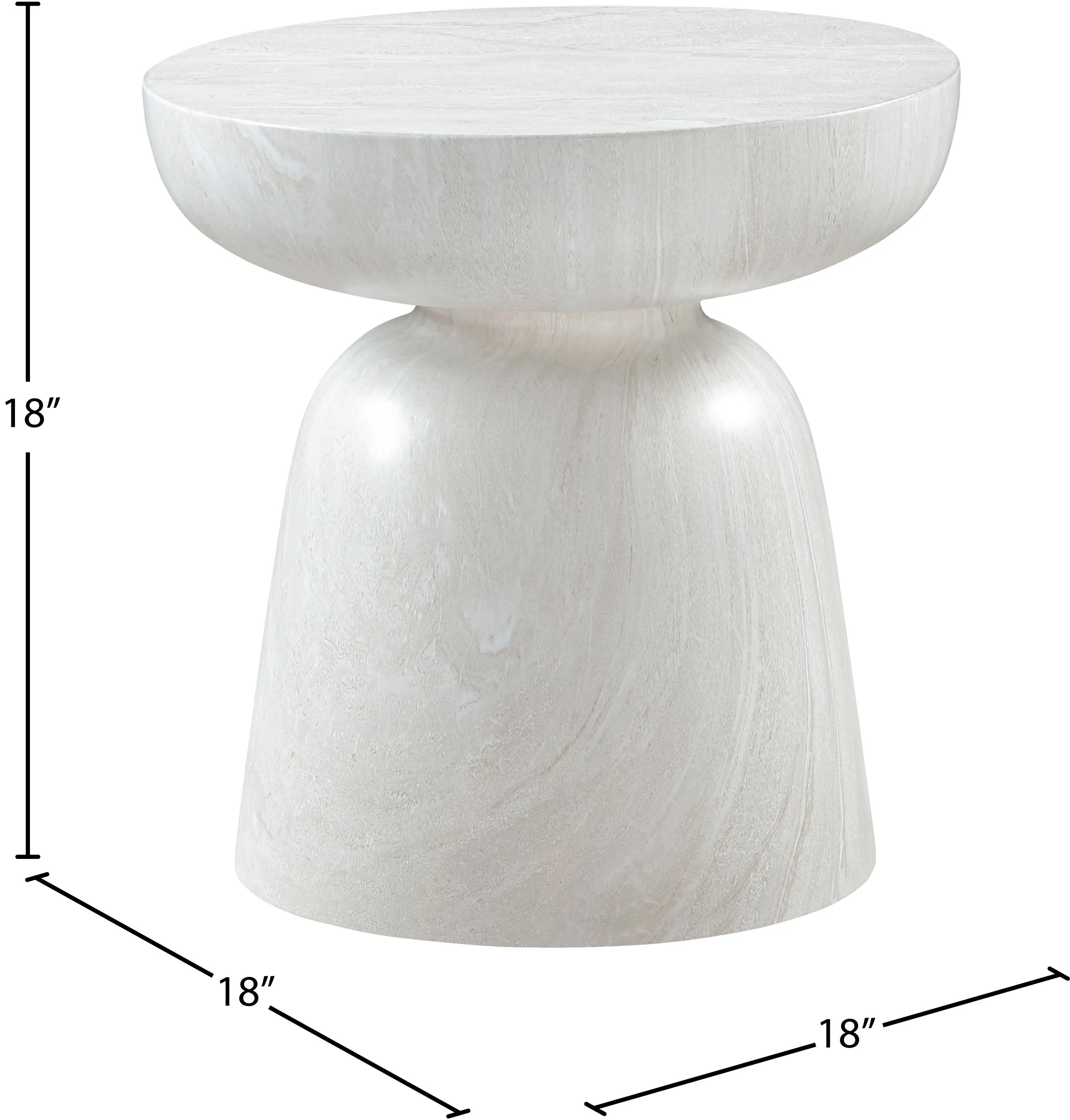 Avellino White Marble and Concrete Indoor/Outdoor End Table-7