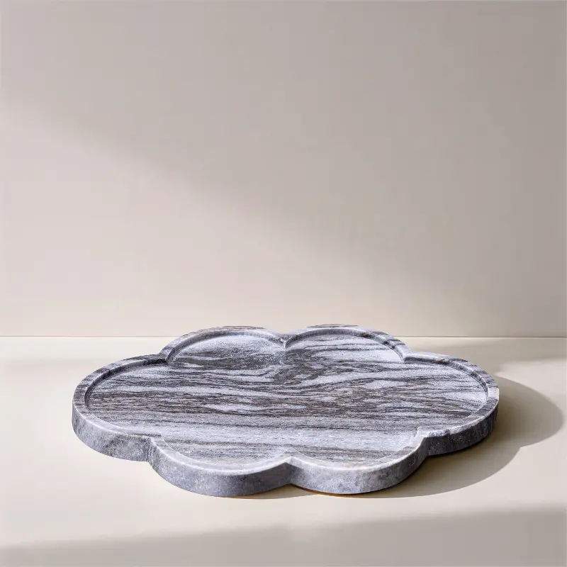 Rimini Panda Clover Shaped Marble Tray