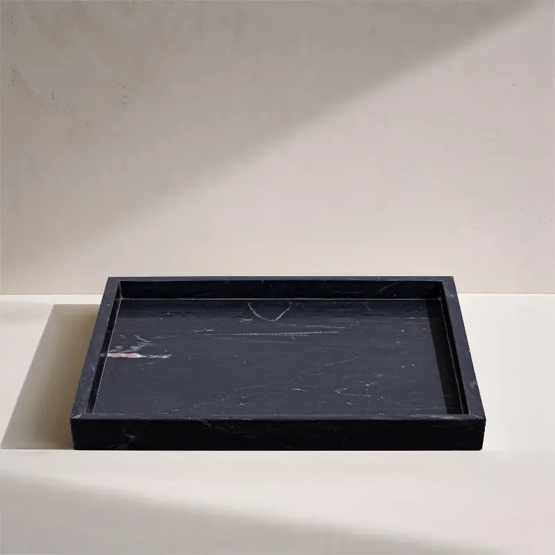 Barletta Black Square Marble Tray