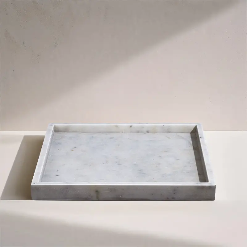 Barletta White Square Marble Tray