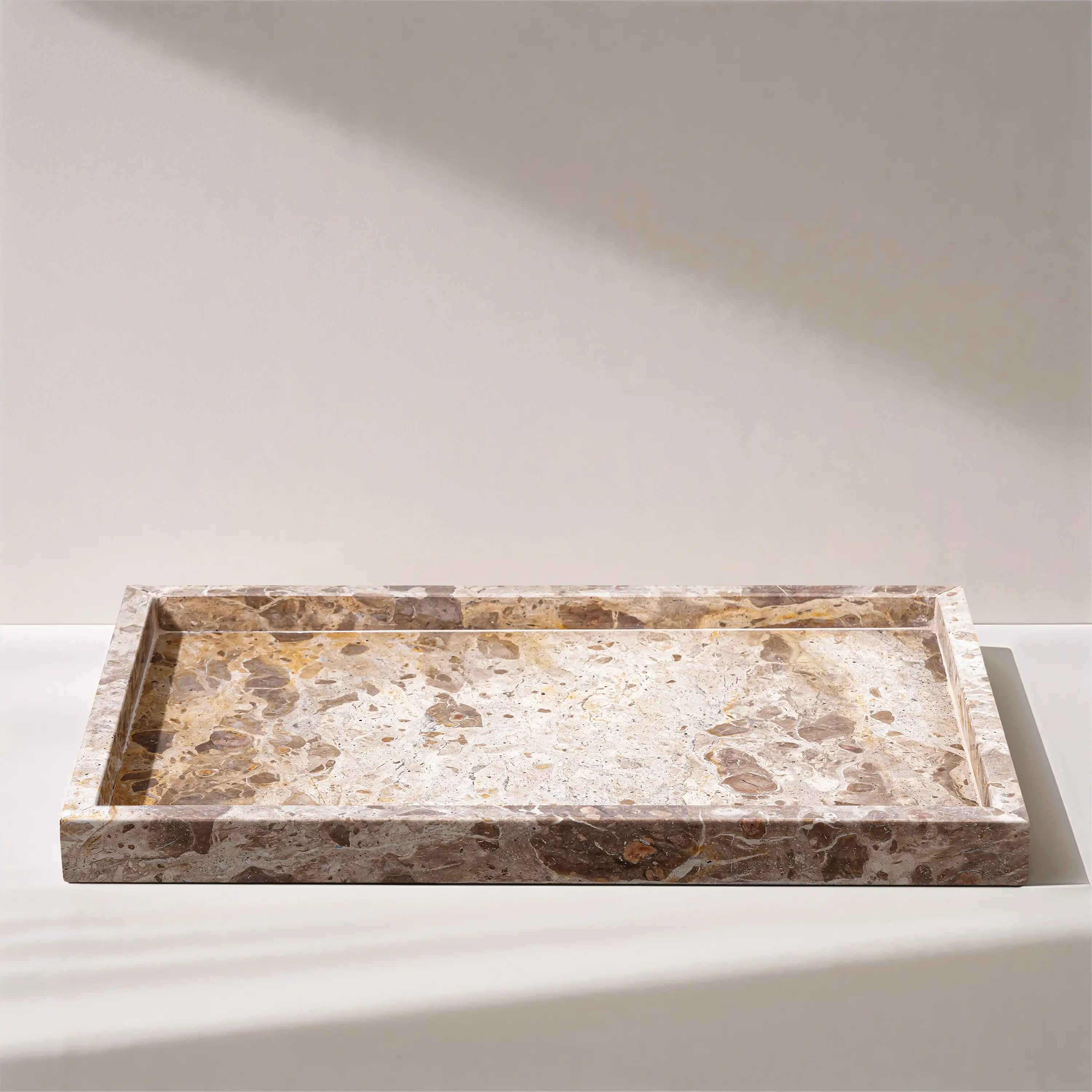 Barletta Beige Rectangular Marble Tray-2