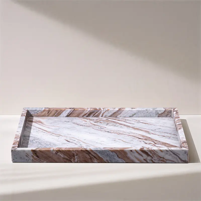 Barletta Brown Rectangular Marble Tray