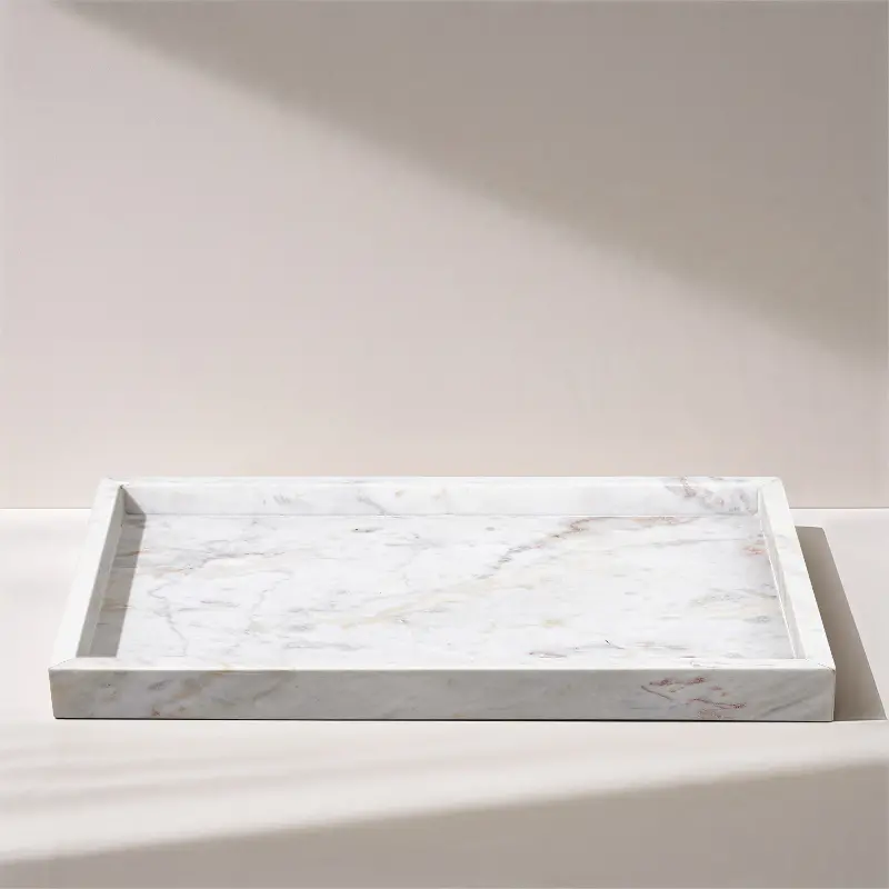 Barletta White Rectangular Marble Tray