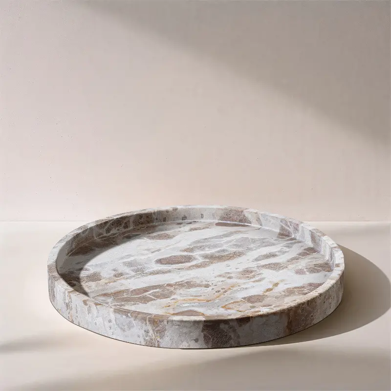 Barletta Beige Round Marble Tray