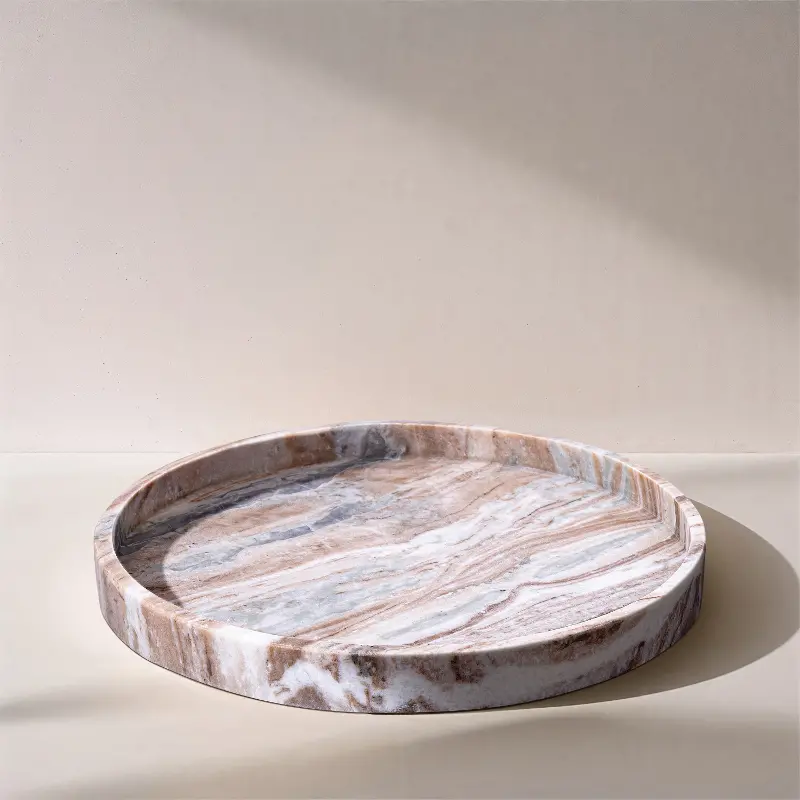 Barletta Brown Round Marble Tray