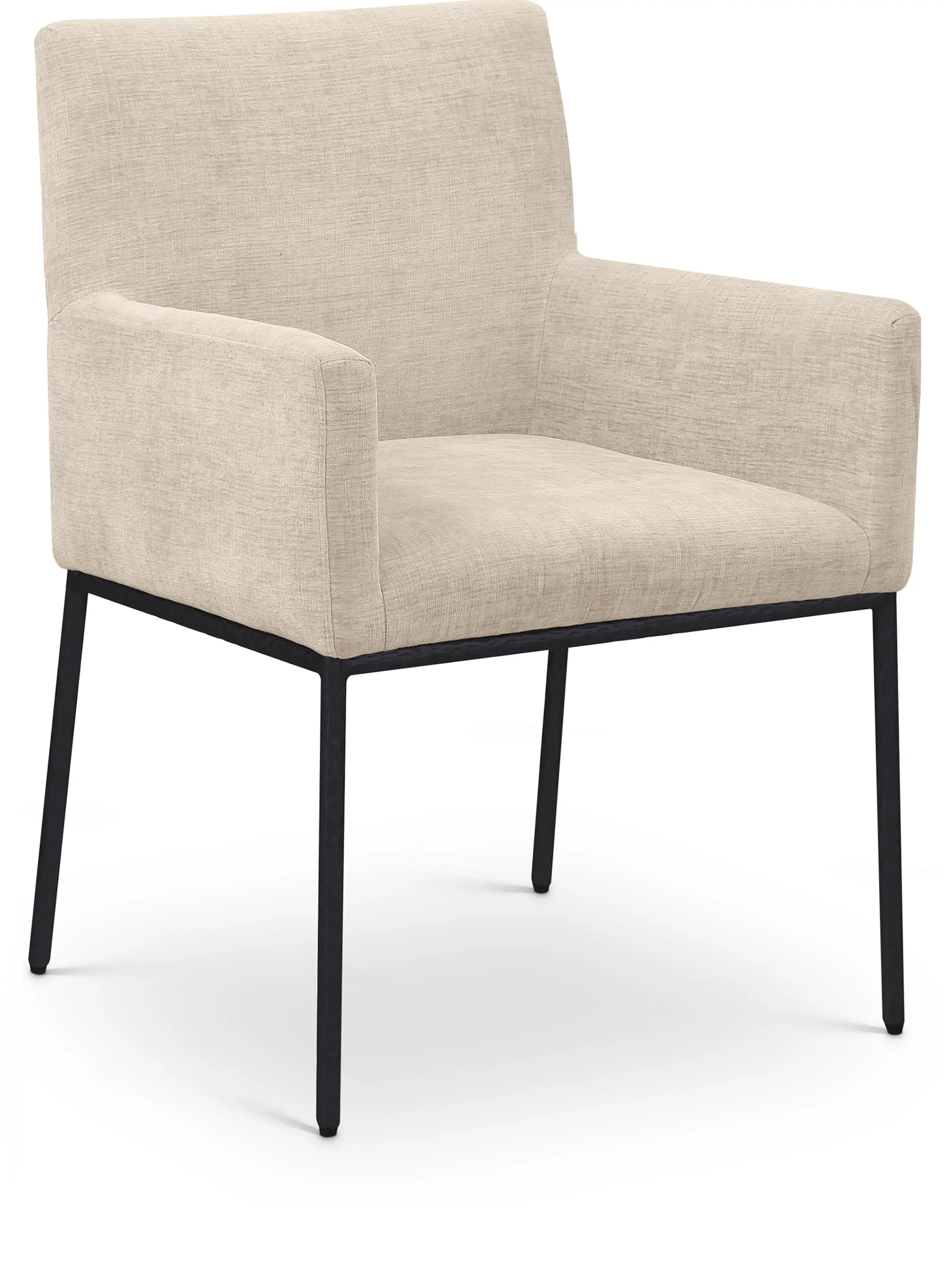 Reeves Beige Dining Armchair with Black Legs, Set of 2-1