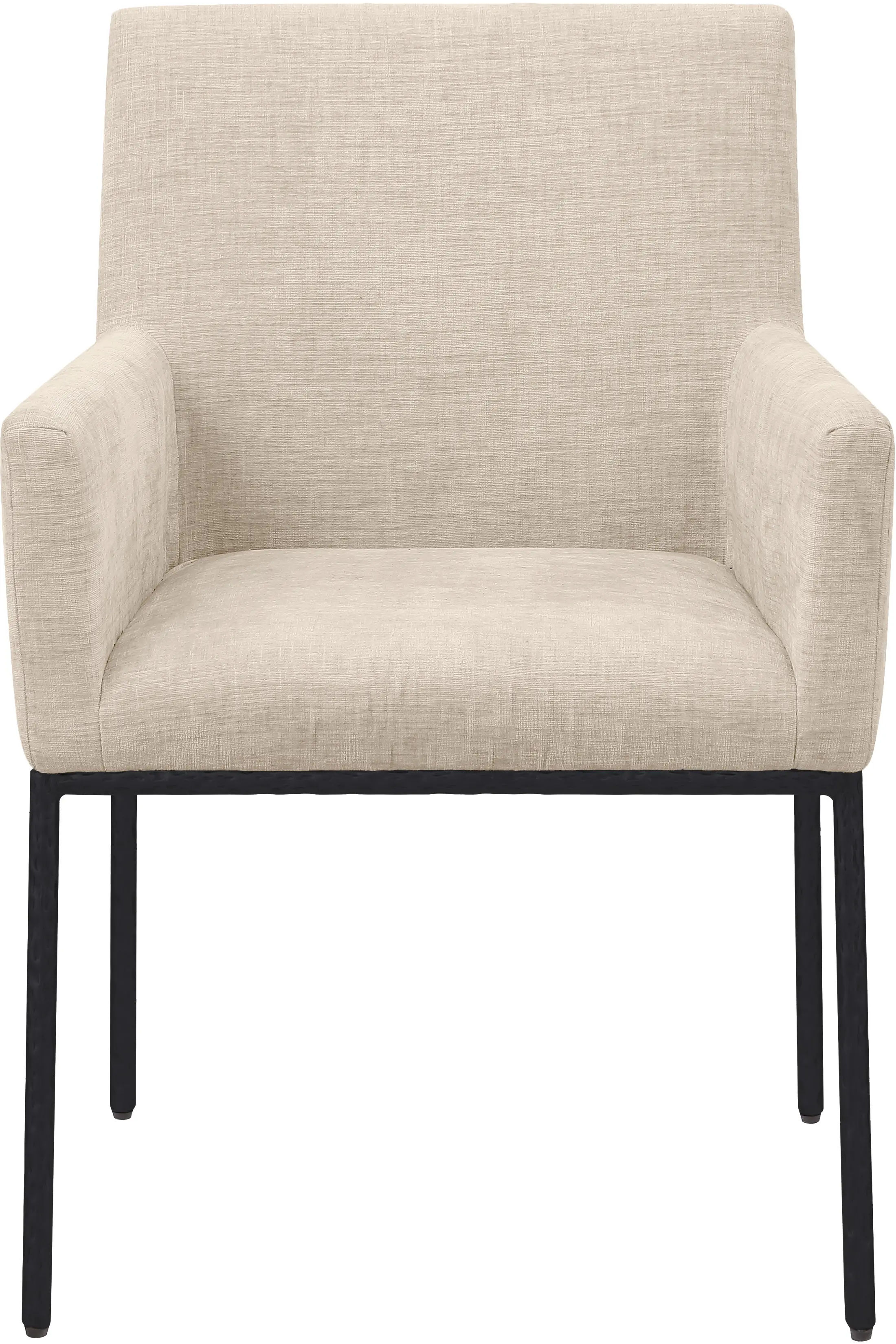 Reeves Beige Dining Armchair with Black Legs, Set of 2-4