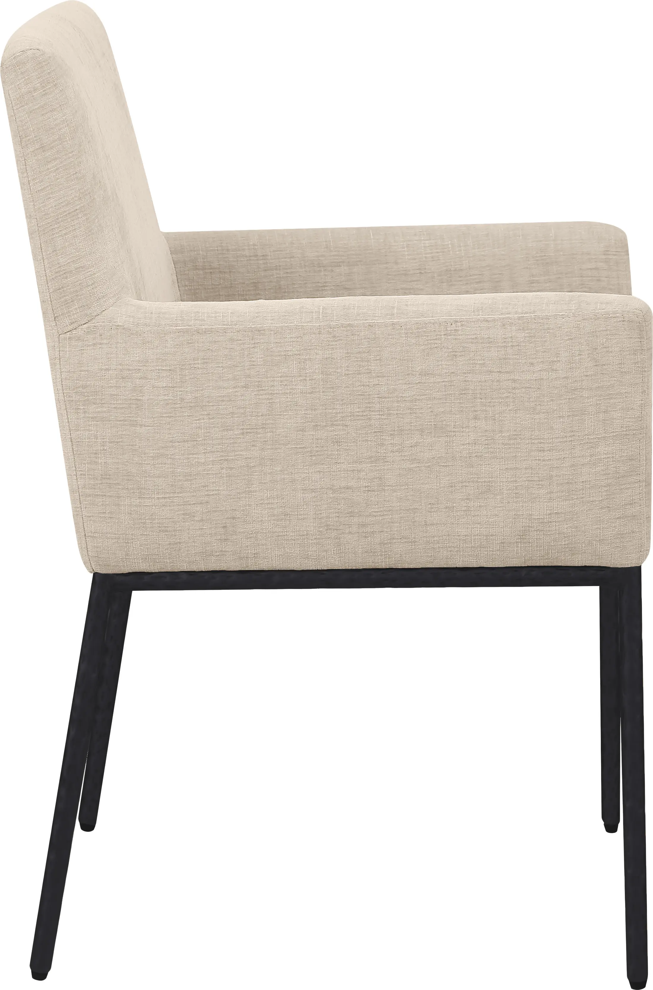 Reeves Beige Dining Armchair with Black Legs, Set of 2-5