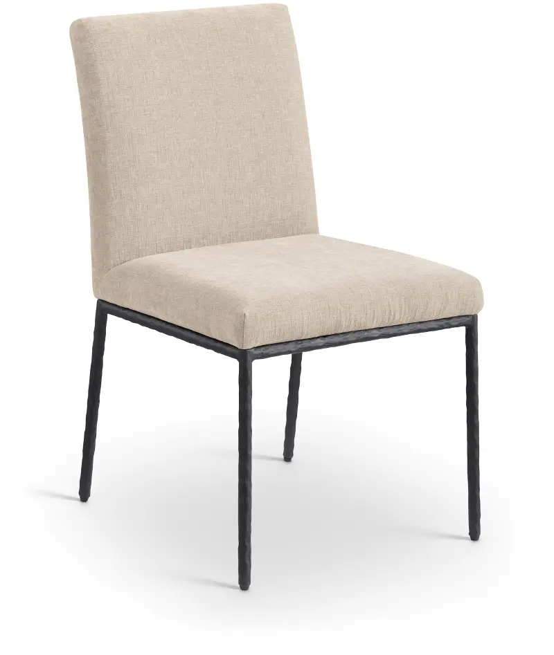 Reeves Beige Dining Side Chair with Black Legs, Set of 2