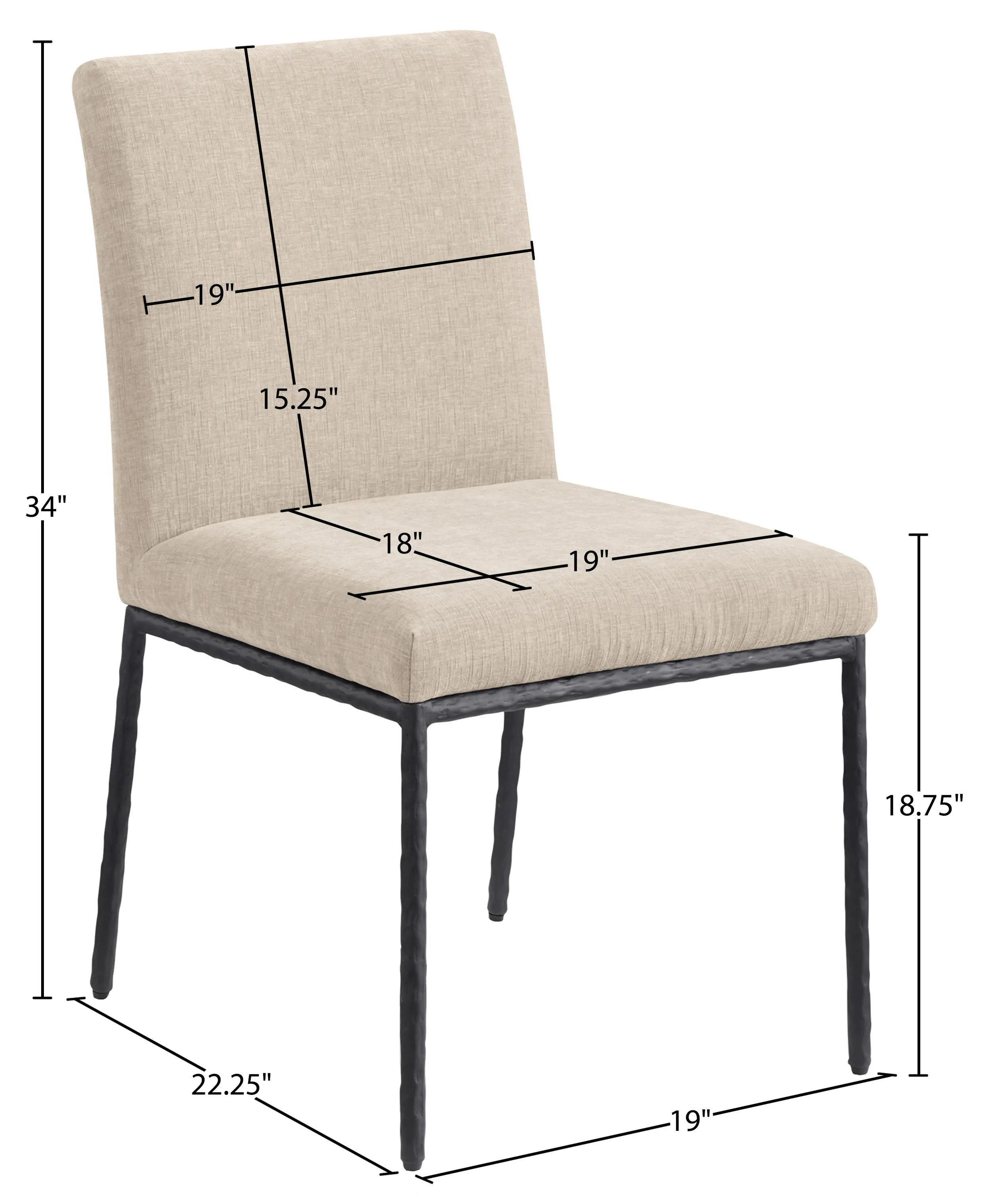 Reeves Beige Dining Side Chair with Black Legs, Set of 2-3