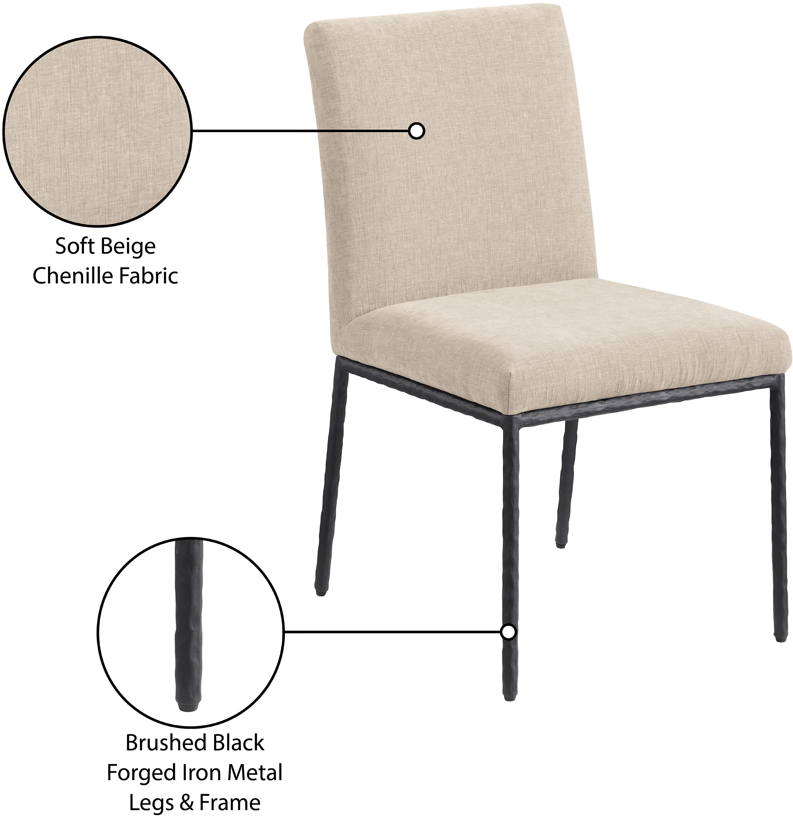 Reeves Beige Dining Side Chair with Black Legs, Set of 2-9