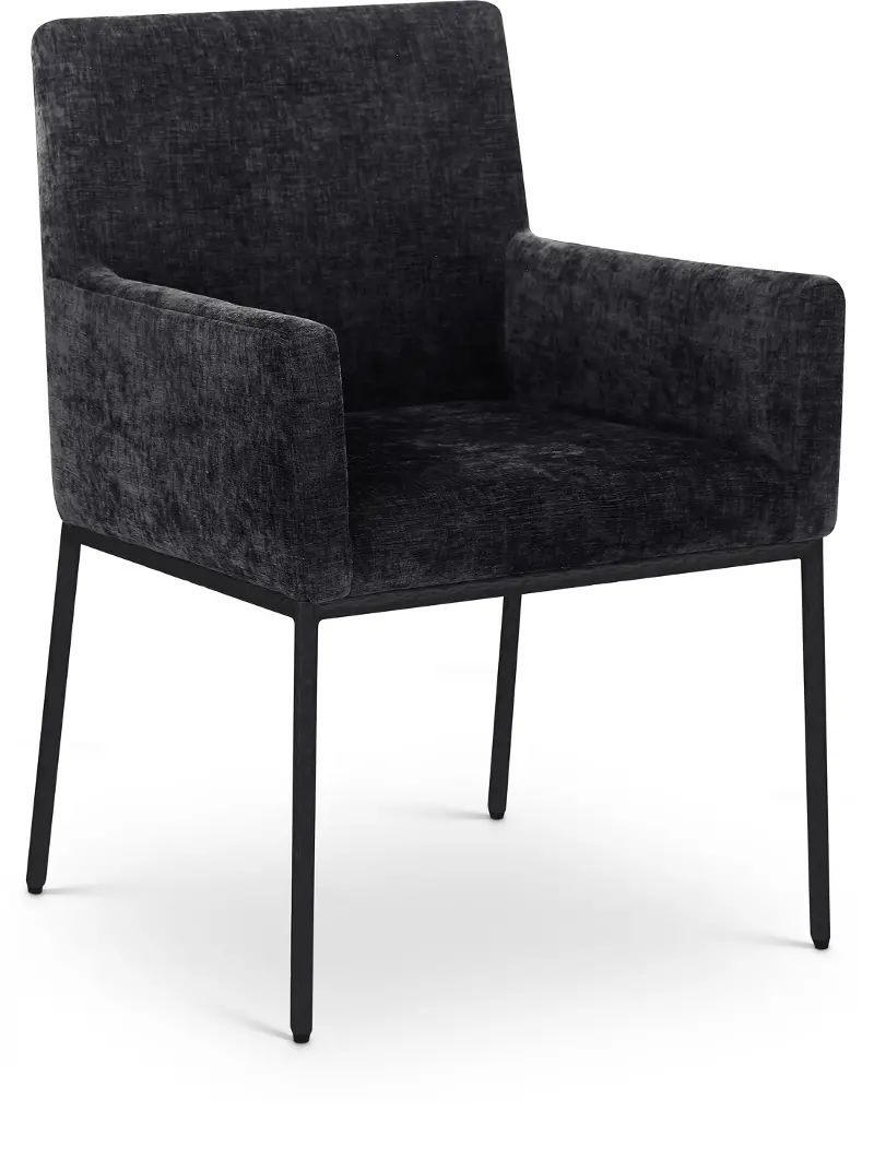 Reeves Black Dining Arm Chair with Black Legs, Set of 2