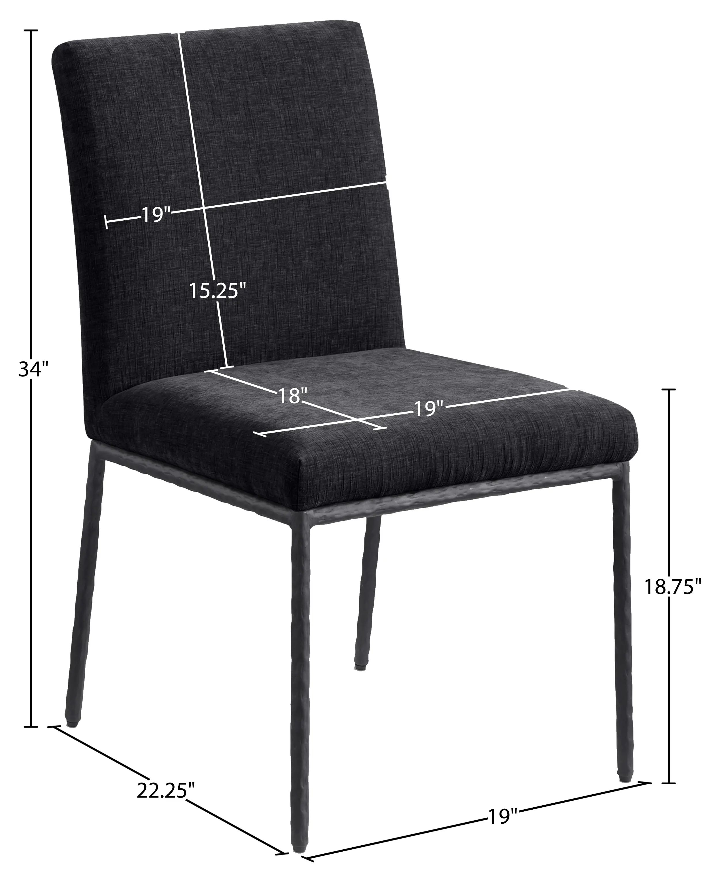 Reeves Black Dining Side Chair with Black Legs, Set of 2-3