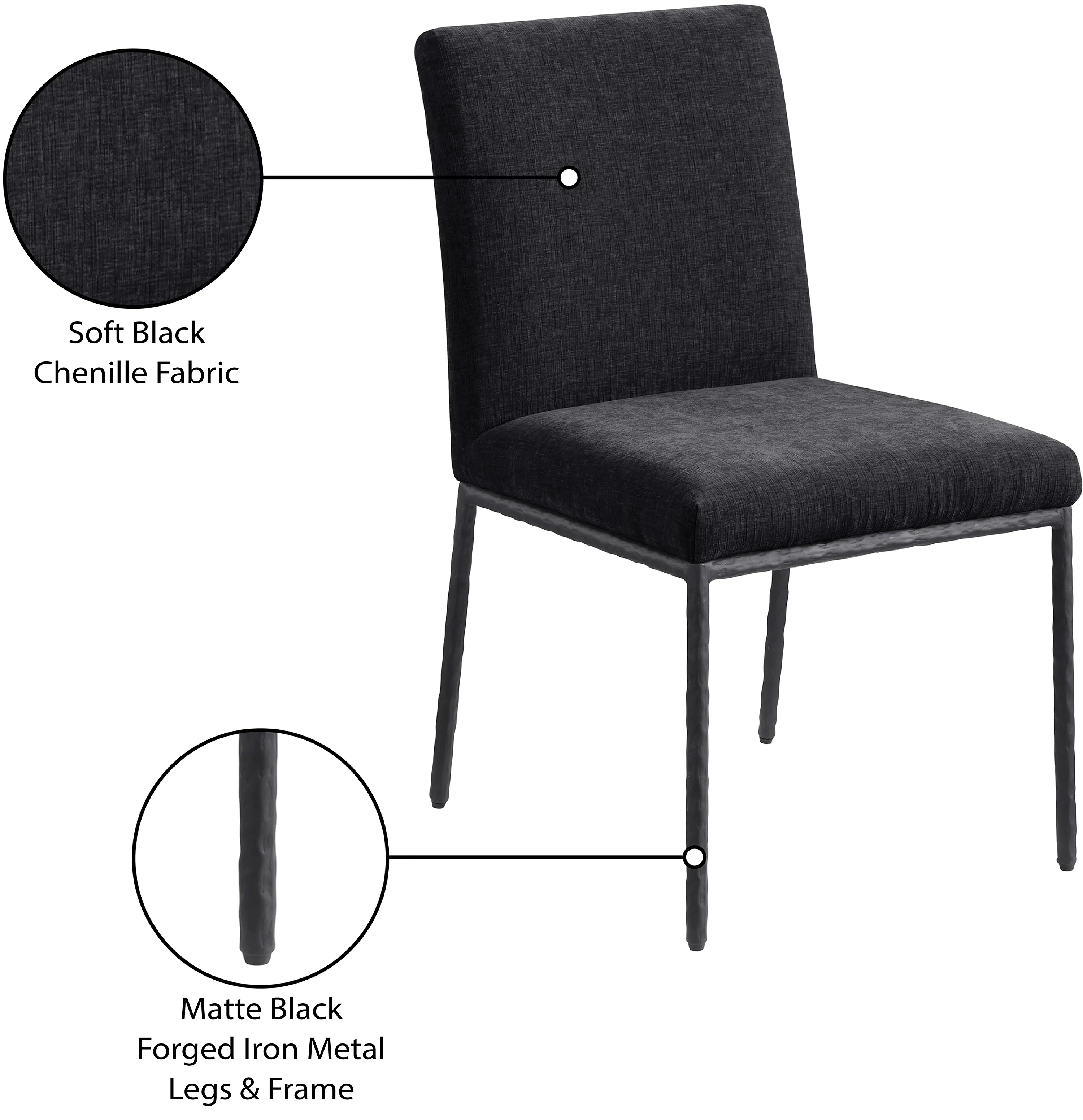 Reeves Black Dining Side Chair with Black Legs, Set of 2-9