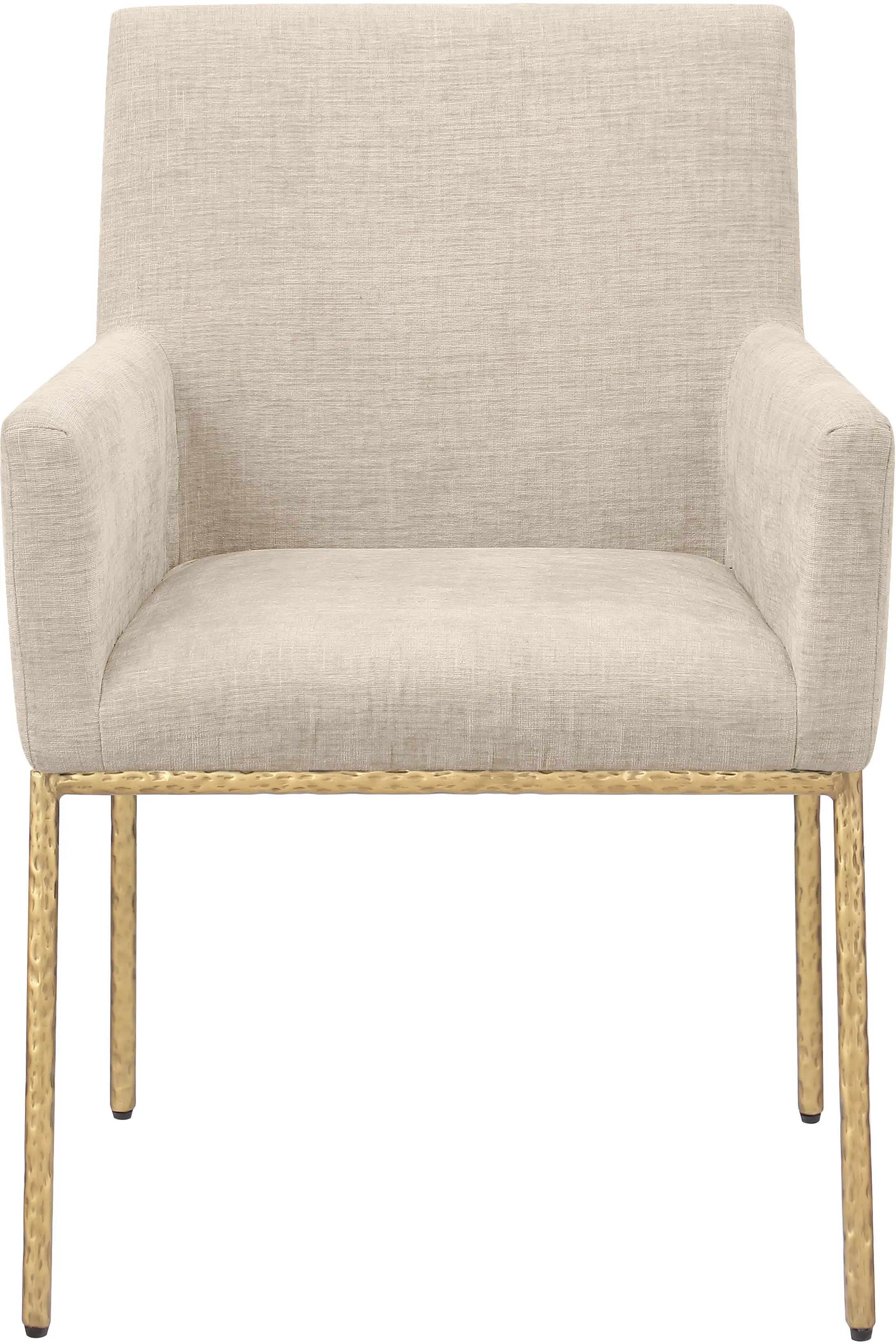 Reeves Beige Dining Armchair with Gold Legs, Set of 2-4