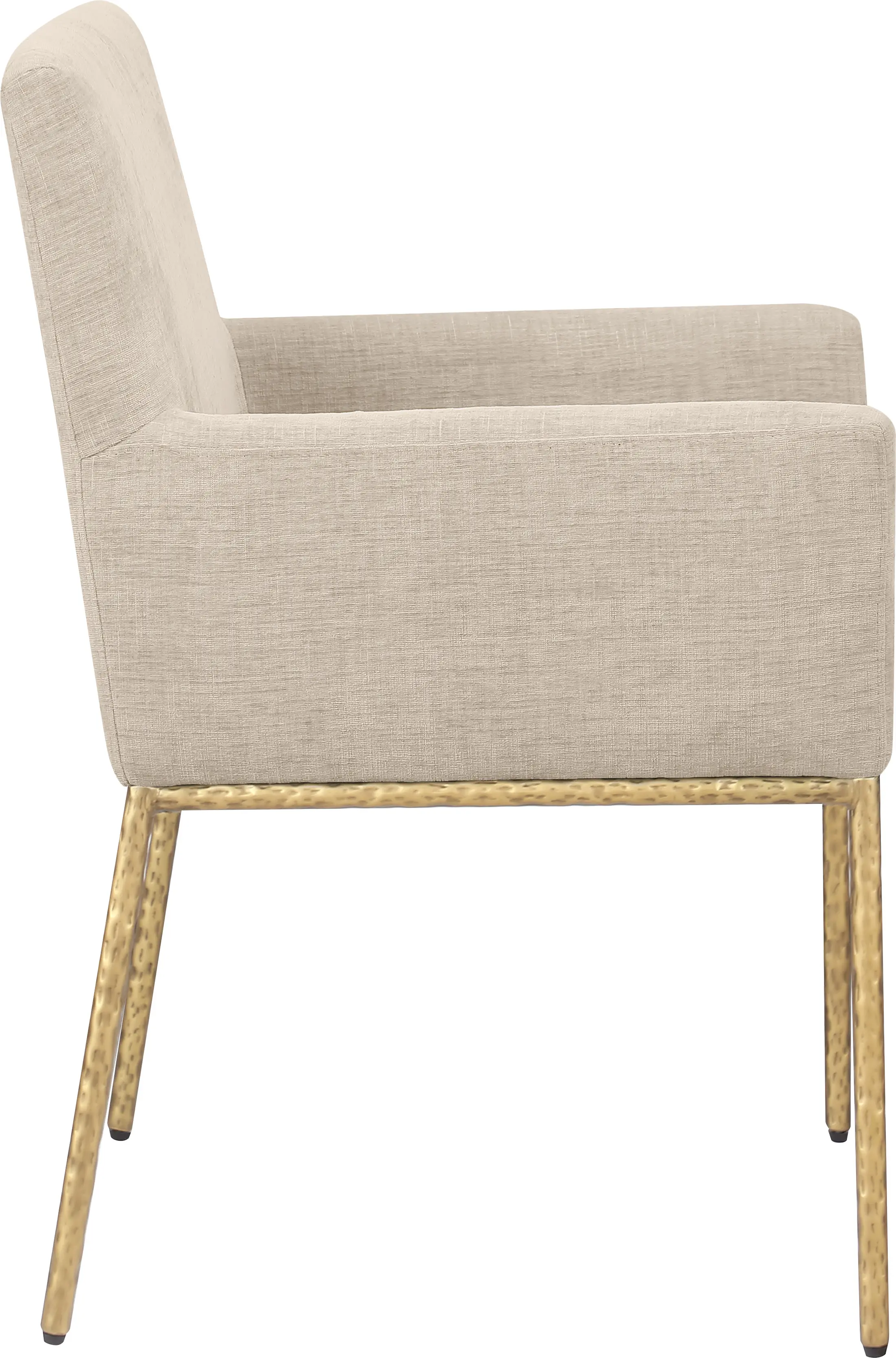 Reeves Beige Dining Armchair with Gold Legs, Set of 2-5