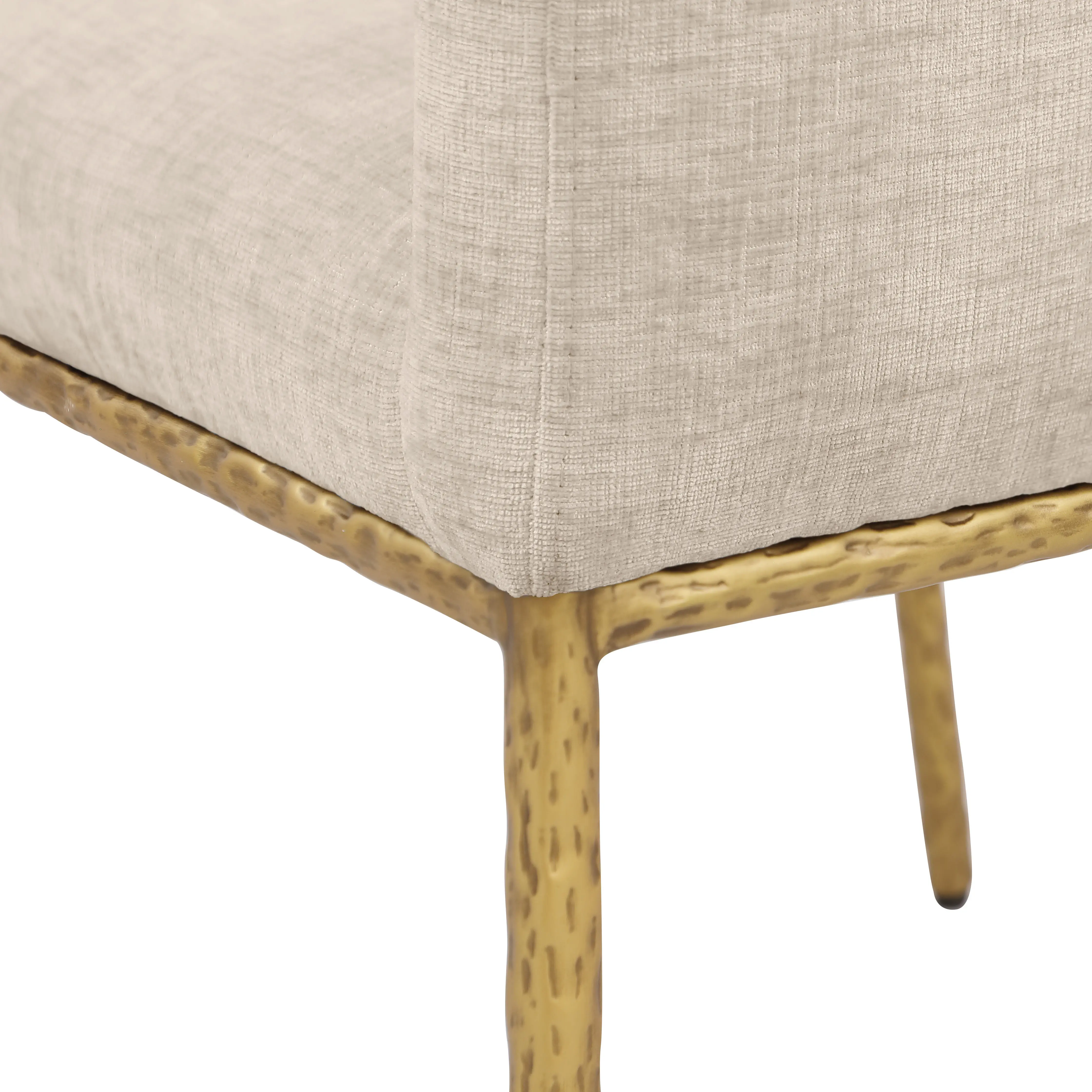 Reeves Beige Dining Armchair with Gold Legs, Set of 2-8